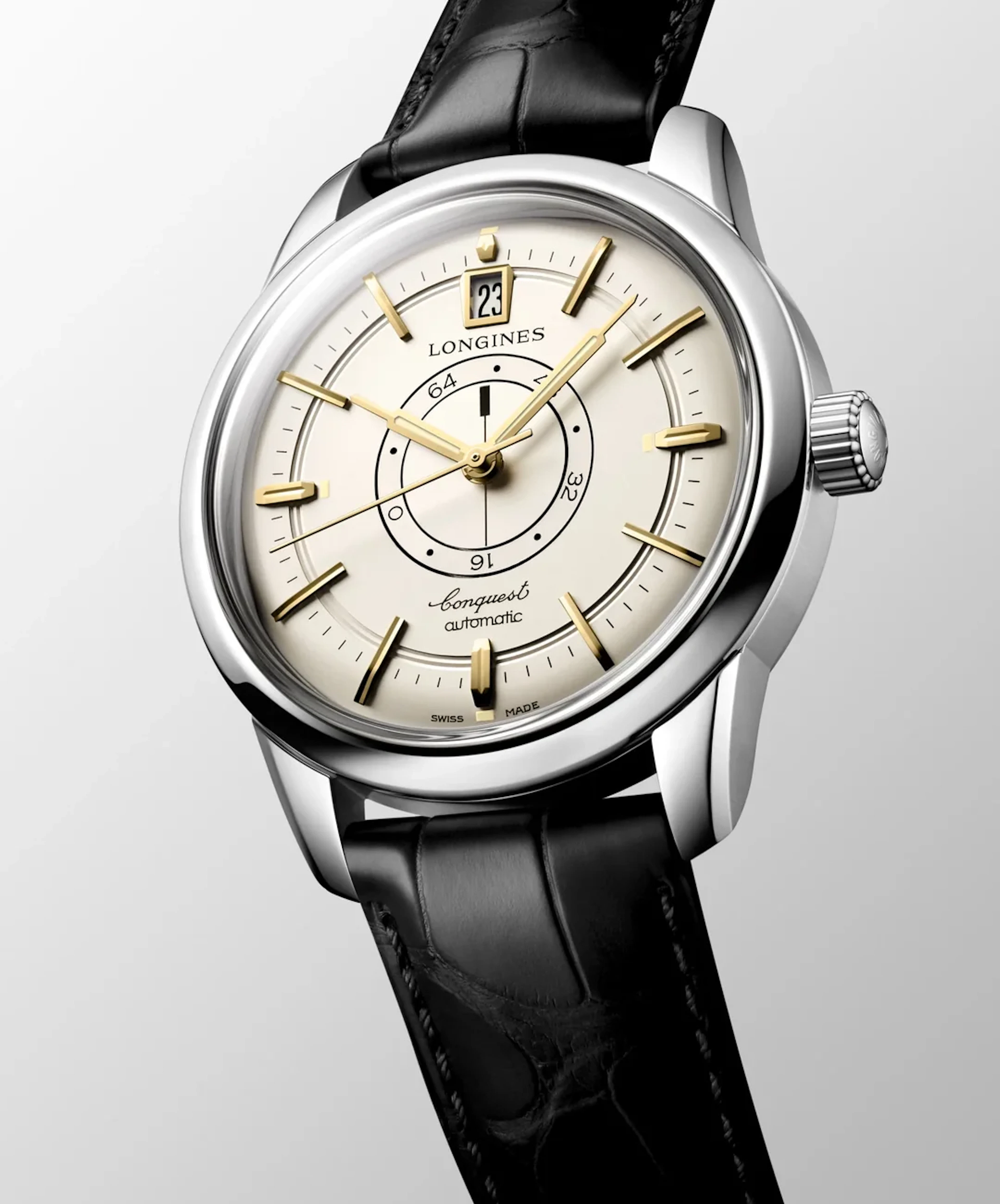 Longines CONQUEST HERITAGE Champagne dial 38mm L1.648.4.78.2 Alligator strap