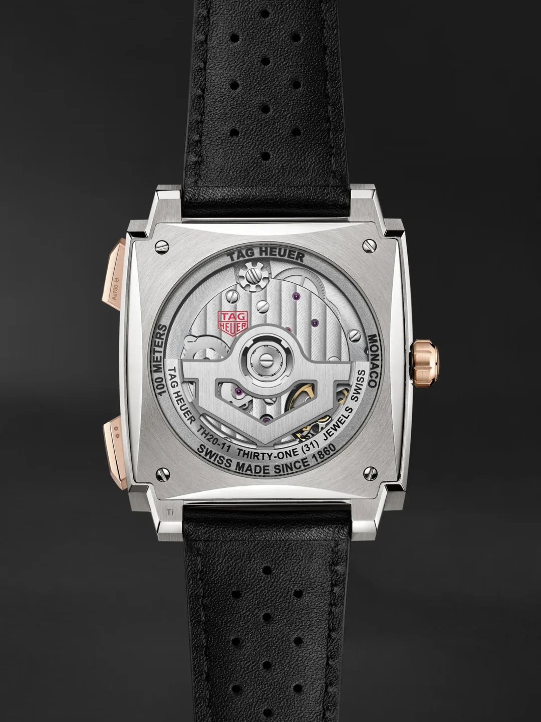 TAG Heuer Monaco Chrono Blk dial 39 mm, Titanium & 18K 5N rose gold