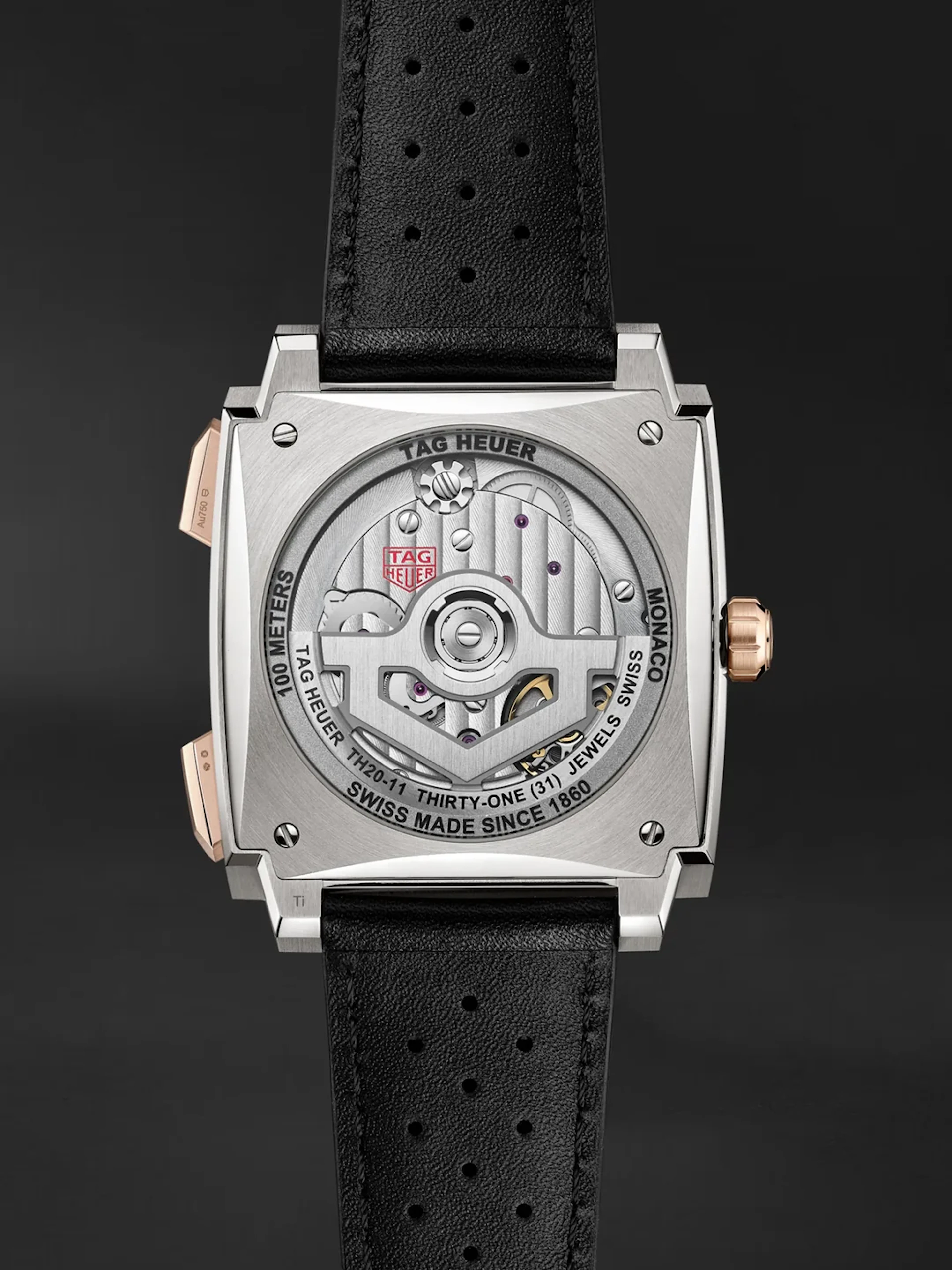 TAG Heuer Monaco Chrono Blk dial 39 mm, Titanium & 18K 5N rose gold