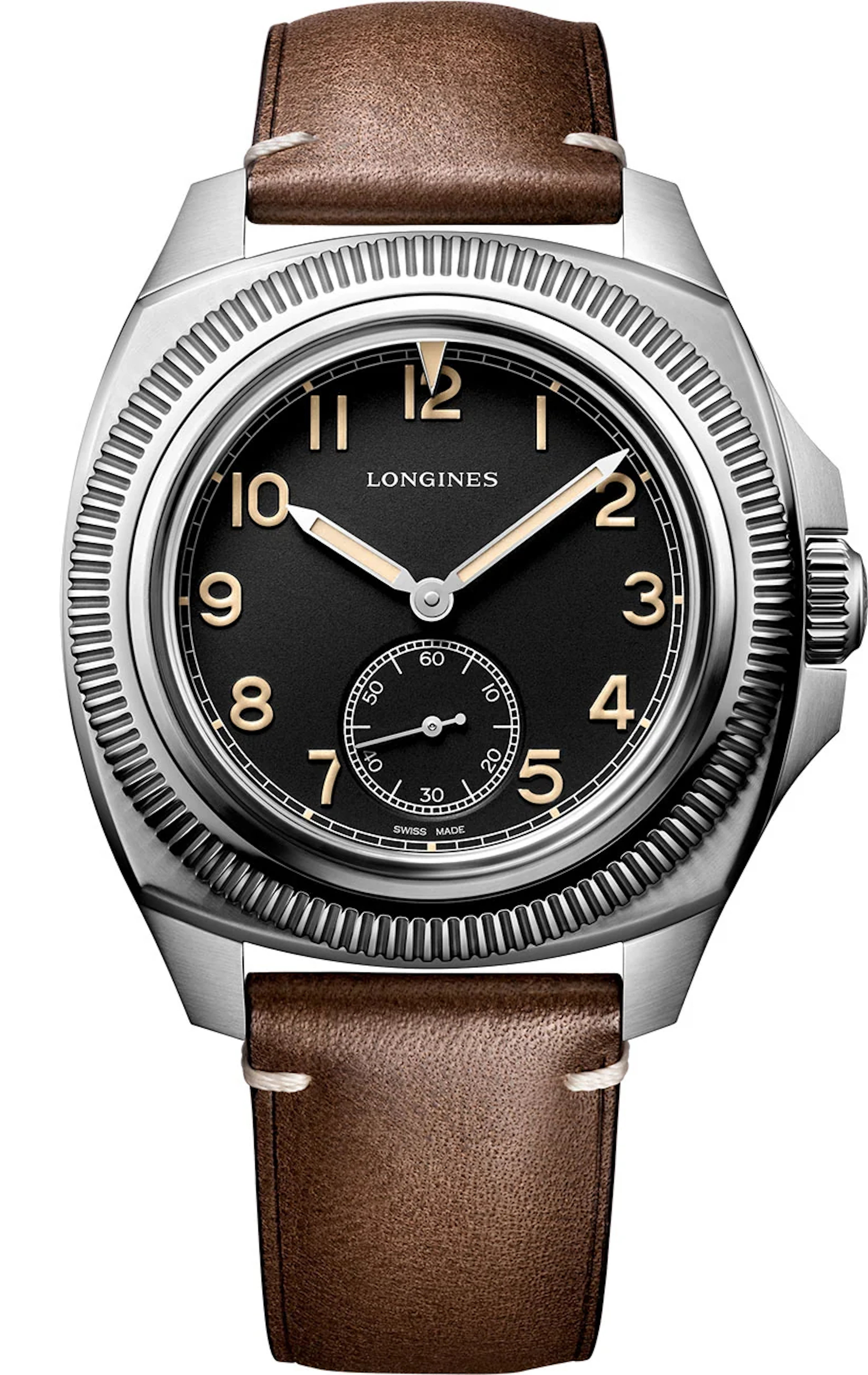 Longines Pilot Majetek black dial leather strap 43mm L2.838.4.53.0