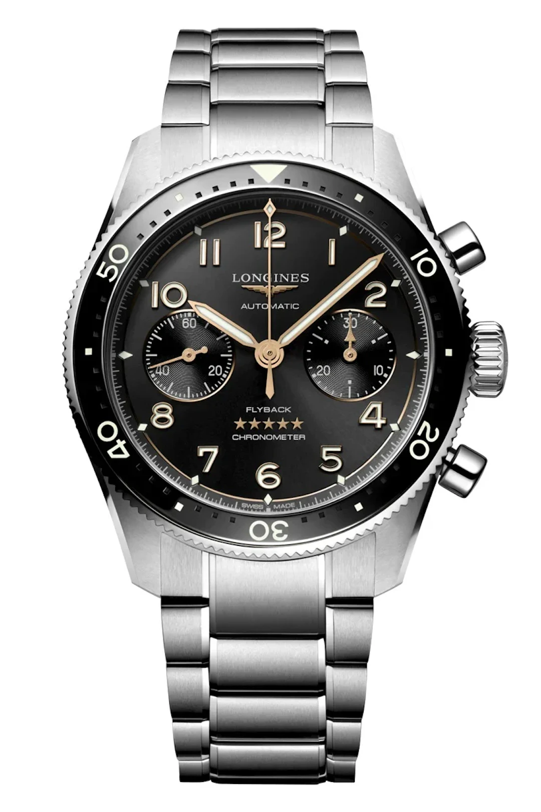 Longines Spirit Flyback Chronograph Black dial Mens watch 42 L3.821.4.53.6