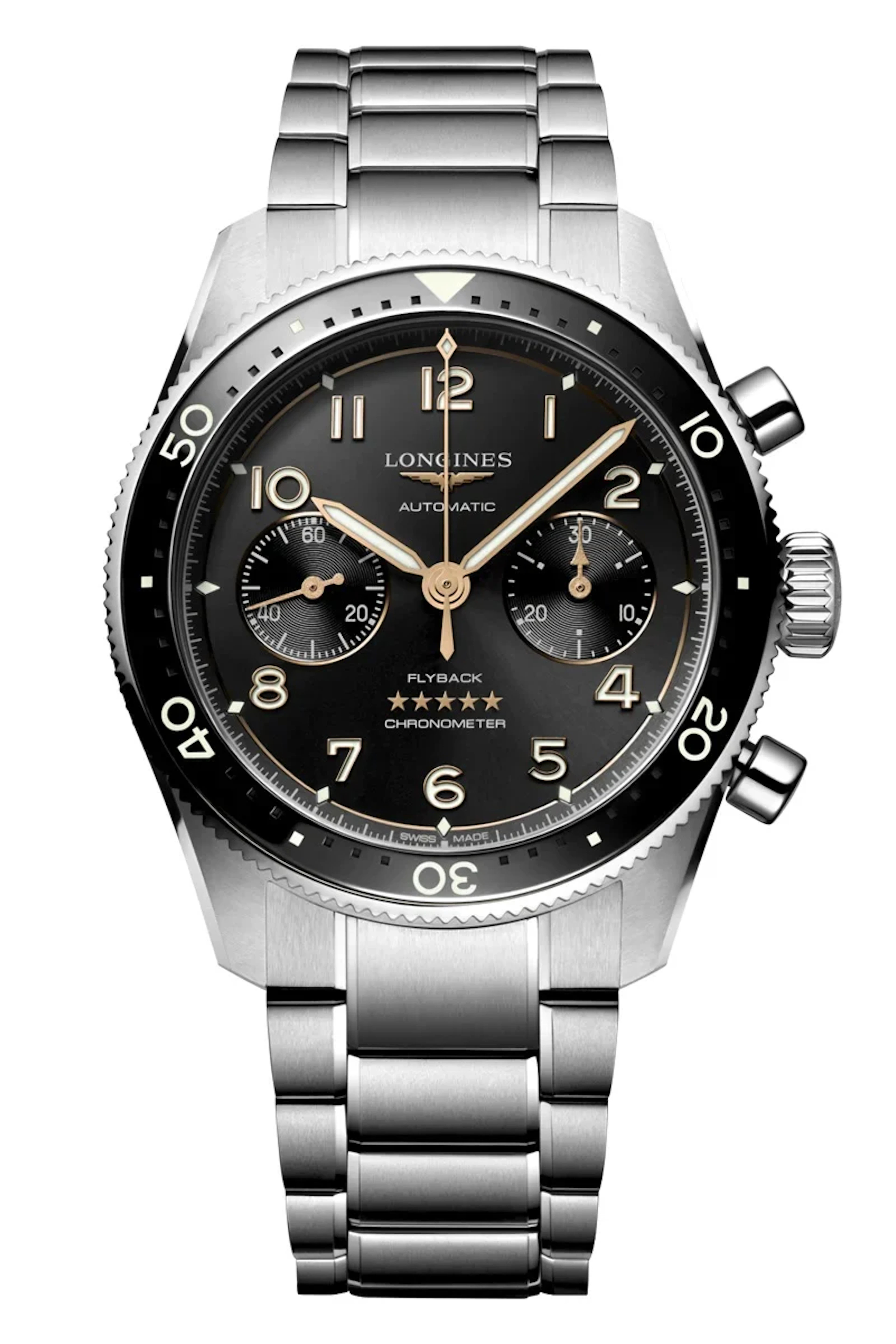 Longines Spirit Flyback Chronograph Black dial Mens watch 42 L3.821.4.53.6