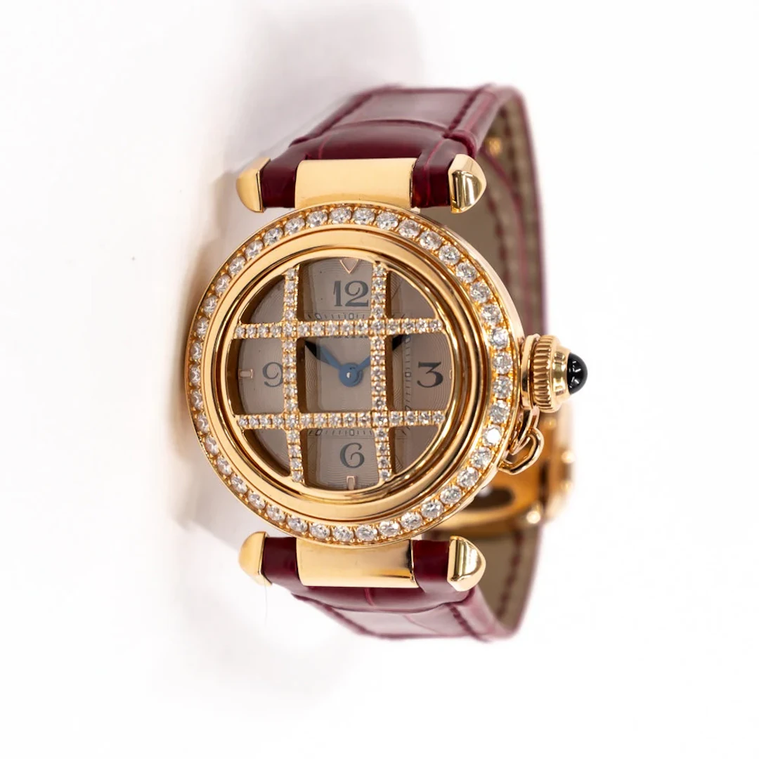 Cartier Pasha Chronograph 18k Rose Gold 30mm Diamond Watch WJPA0021