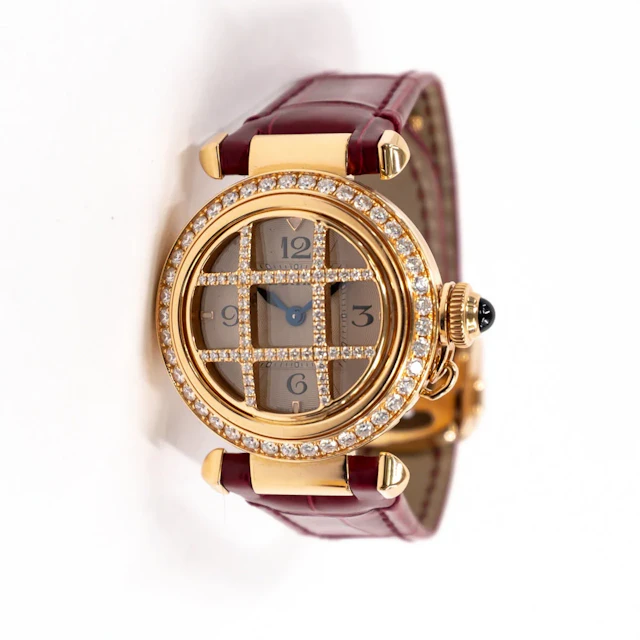 Cartier Pasha Chronograph 18k Rose Gold 30mm Diamond Watch WJPA0021