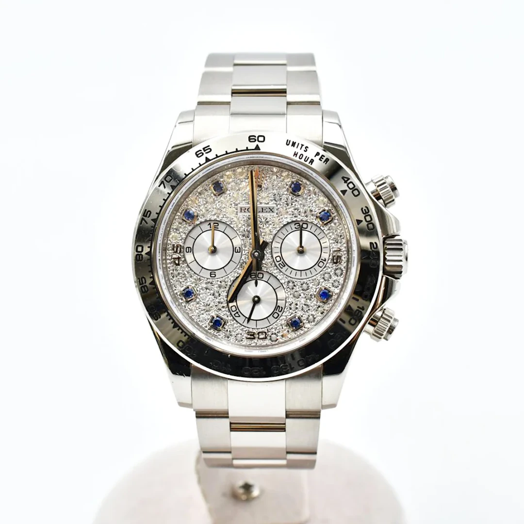 Rolex Daytona 18k White Gold Diamond and Sapphires 116509