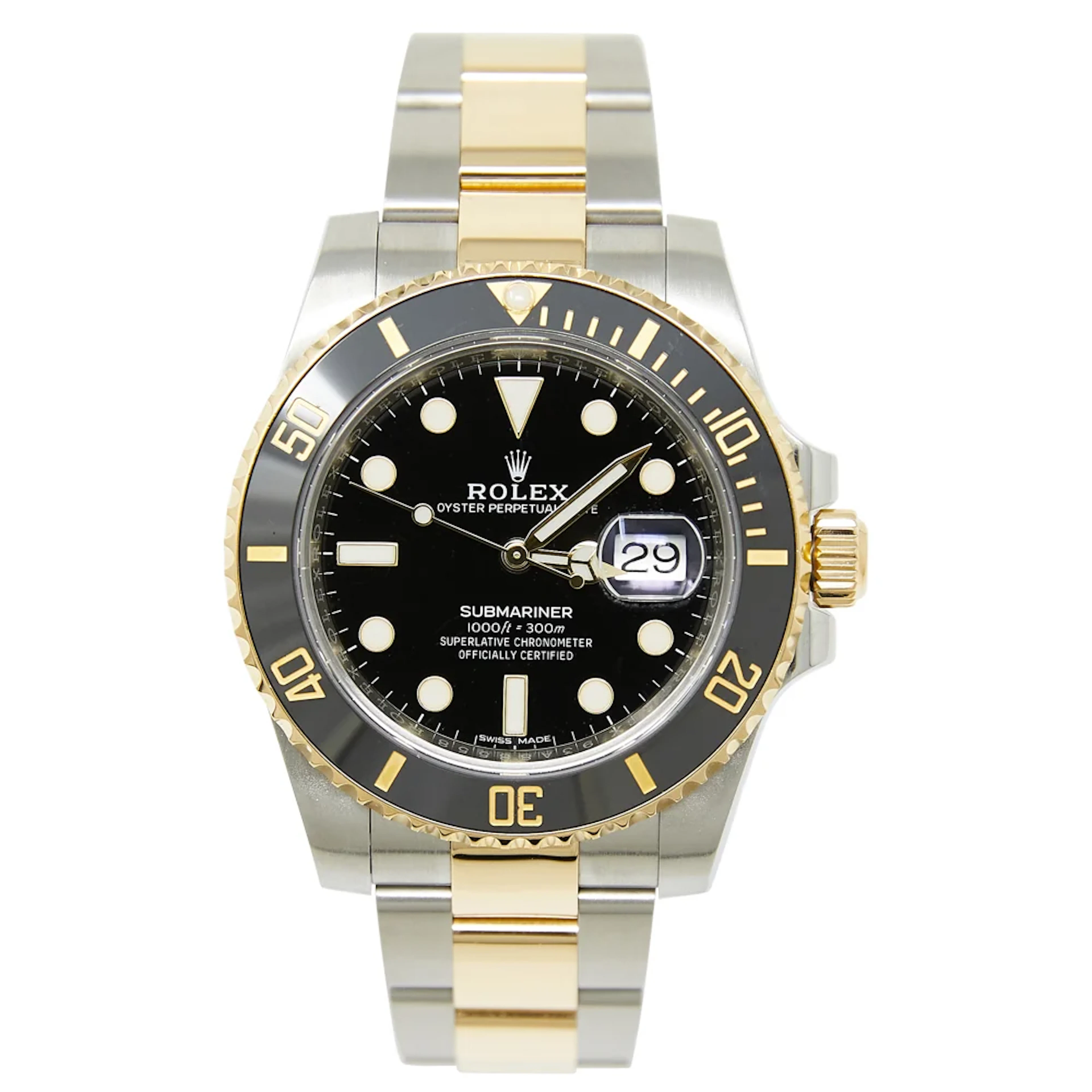 Rolex Two Tone Black Dial Submariner 116613LN