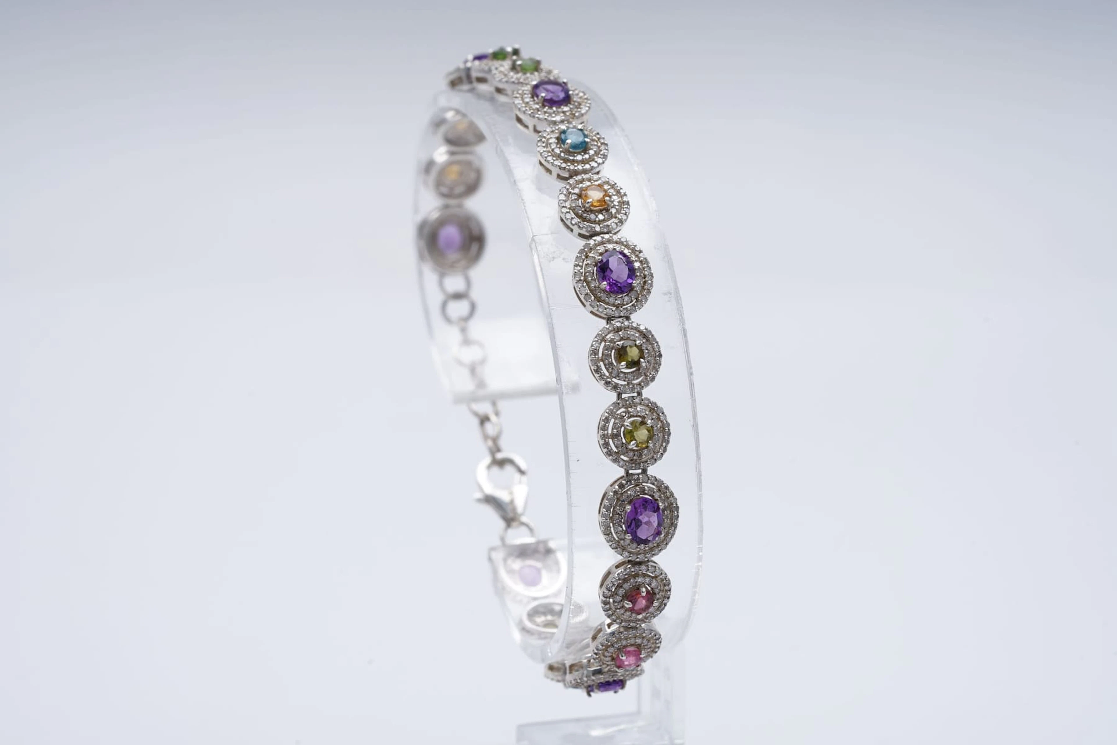 (3111) BRACELET SILVER 925 / 1000 multicolore SAPPHIRES and TOURMALINES