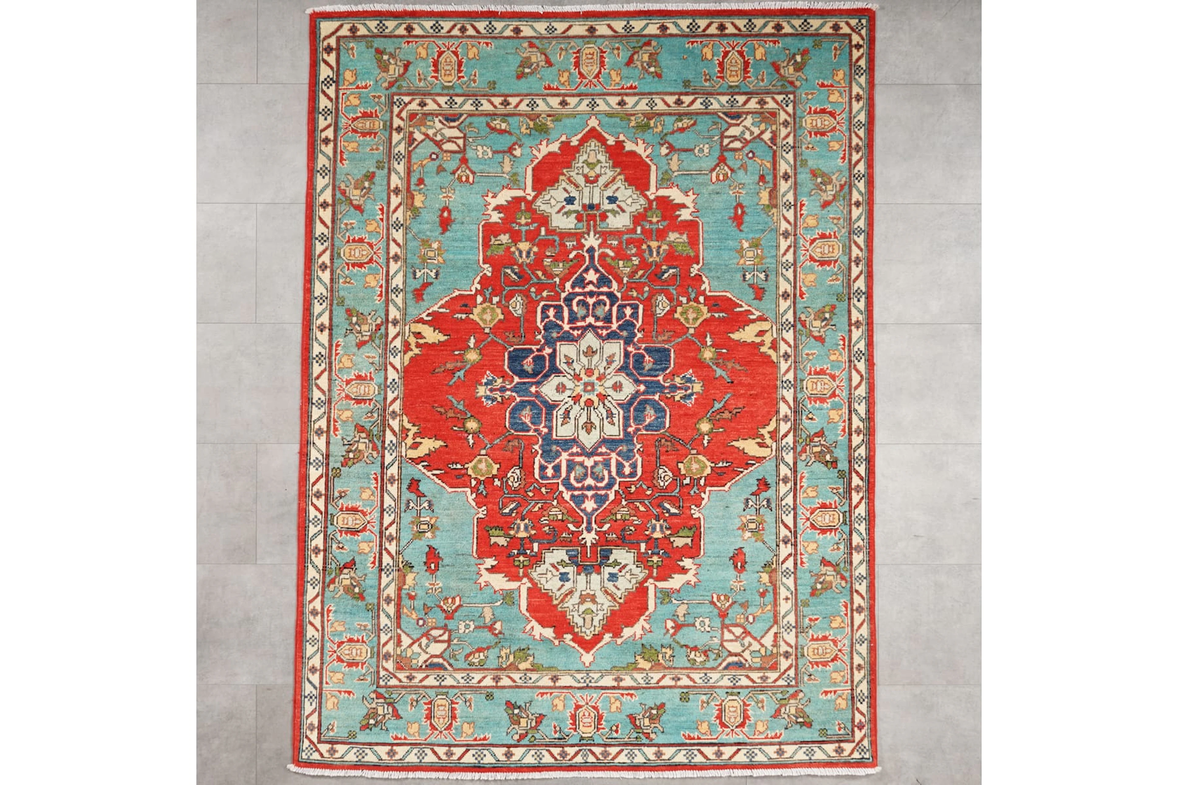 Käsinsolmittu matto, 203 x 153 cm, Kazak