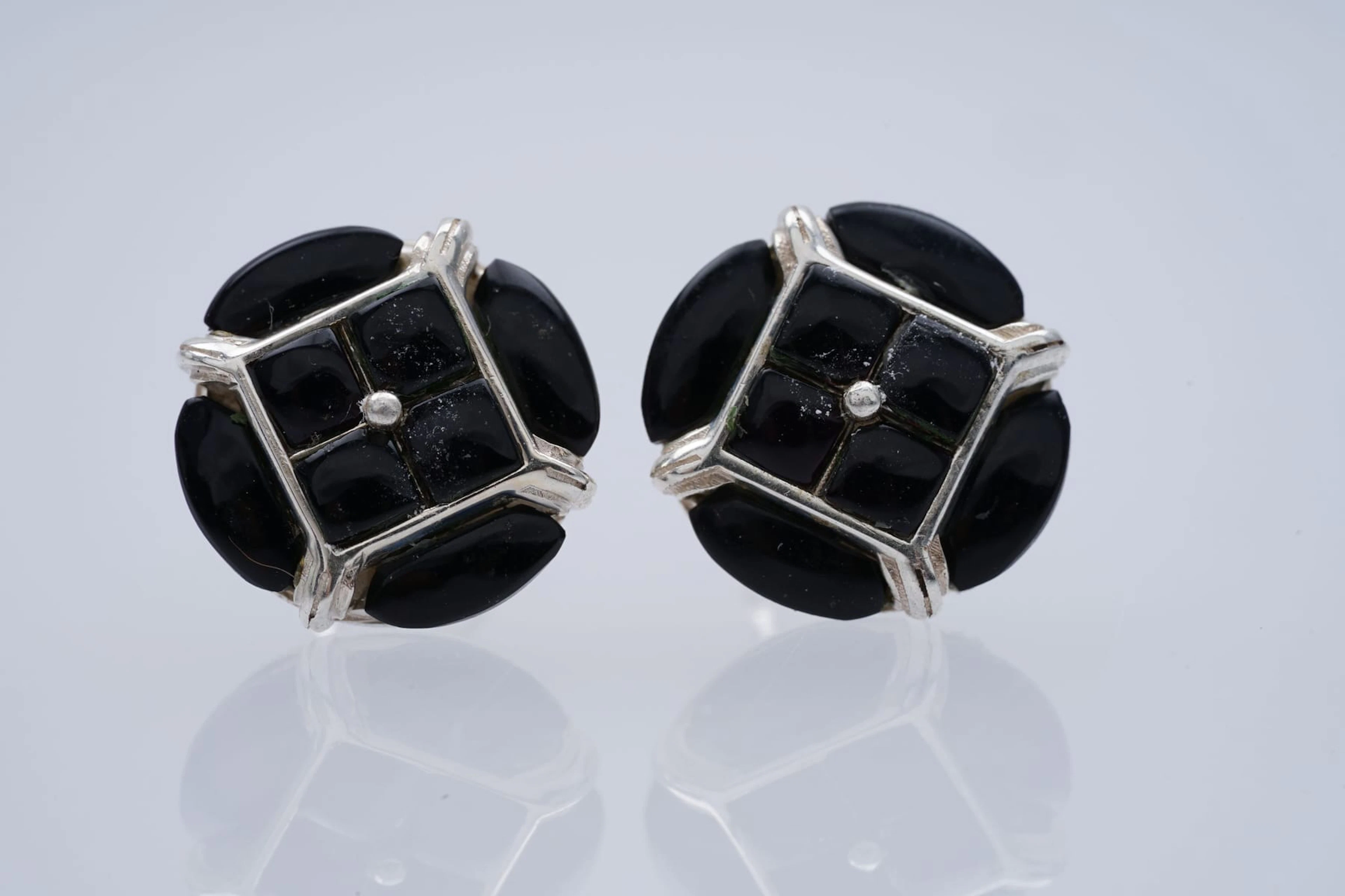(3701) EARRINGS SILVER 925 / 1000 ONYX