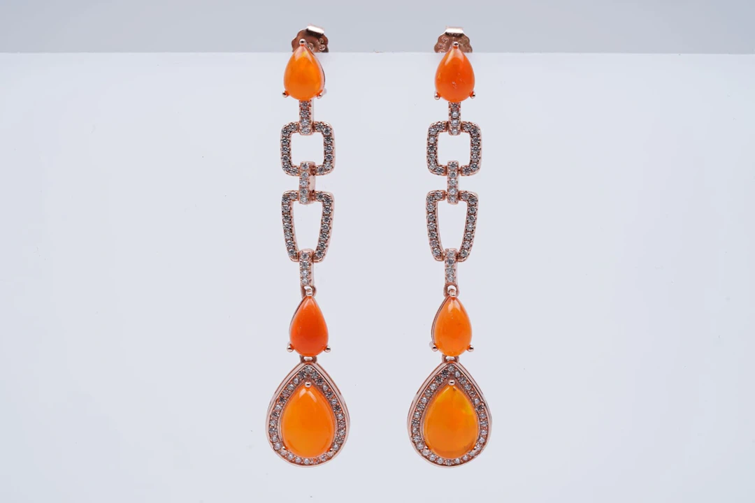 (3637) EARRINGS pink SILVER 925 / 1000 fire OPALS CZ