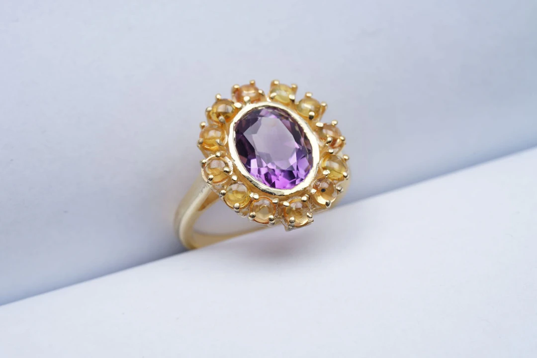 (3072) RING yellow SILVER 925 / 1000 AMETHYSTE ( 3,3 ) yellow SAPPHIRES