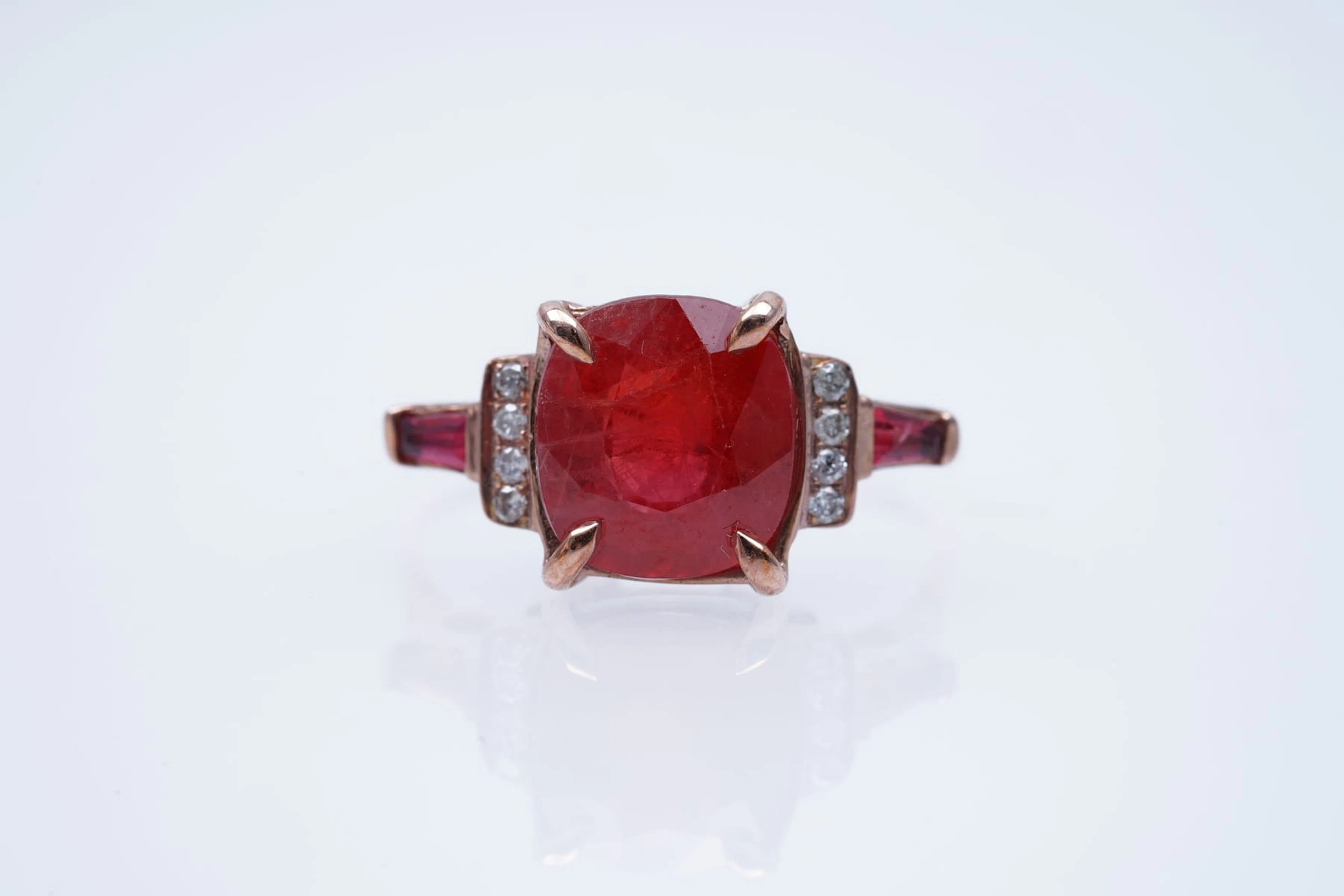 RING pink GOLD 375 / 1000 SAPPHIRE ( 3,89 ) RUBIES ( 0,18 ) SYNTHETIC