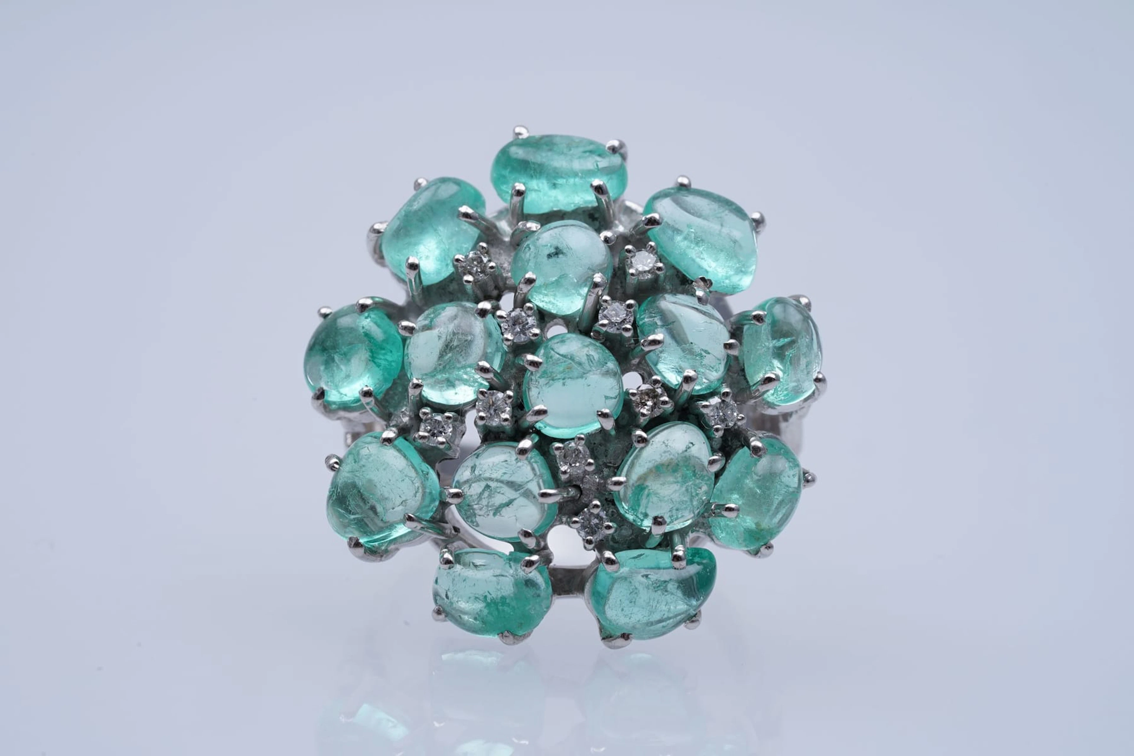 RING SILVER 925/1000, EMERALD, LABGROW DIAMONDS, nro 14875