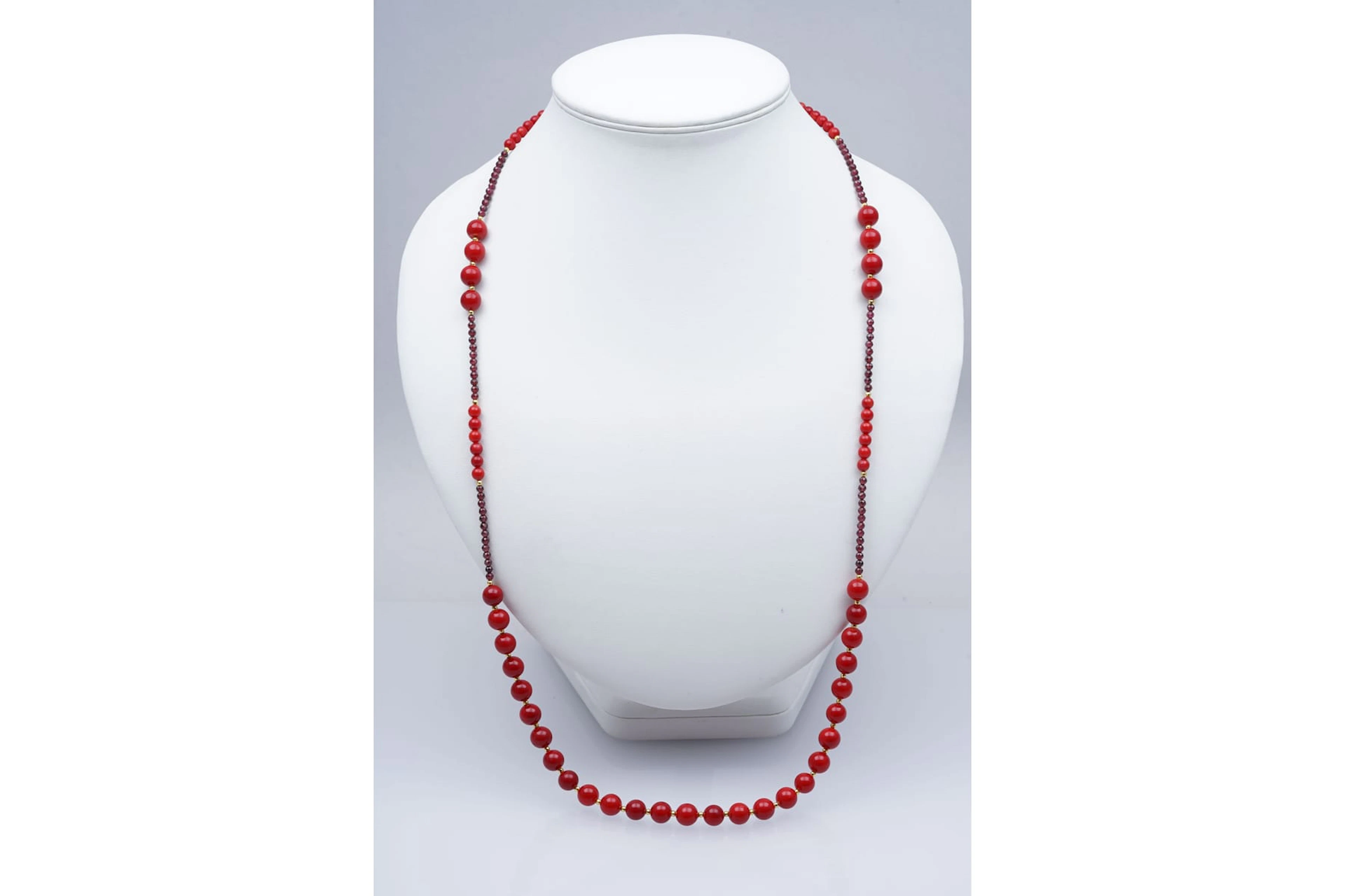 (3384) NECKLACE yellow SILVER 925 / 1000 GARNETS CORAL