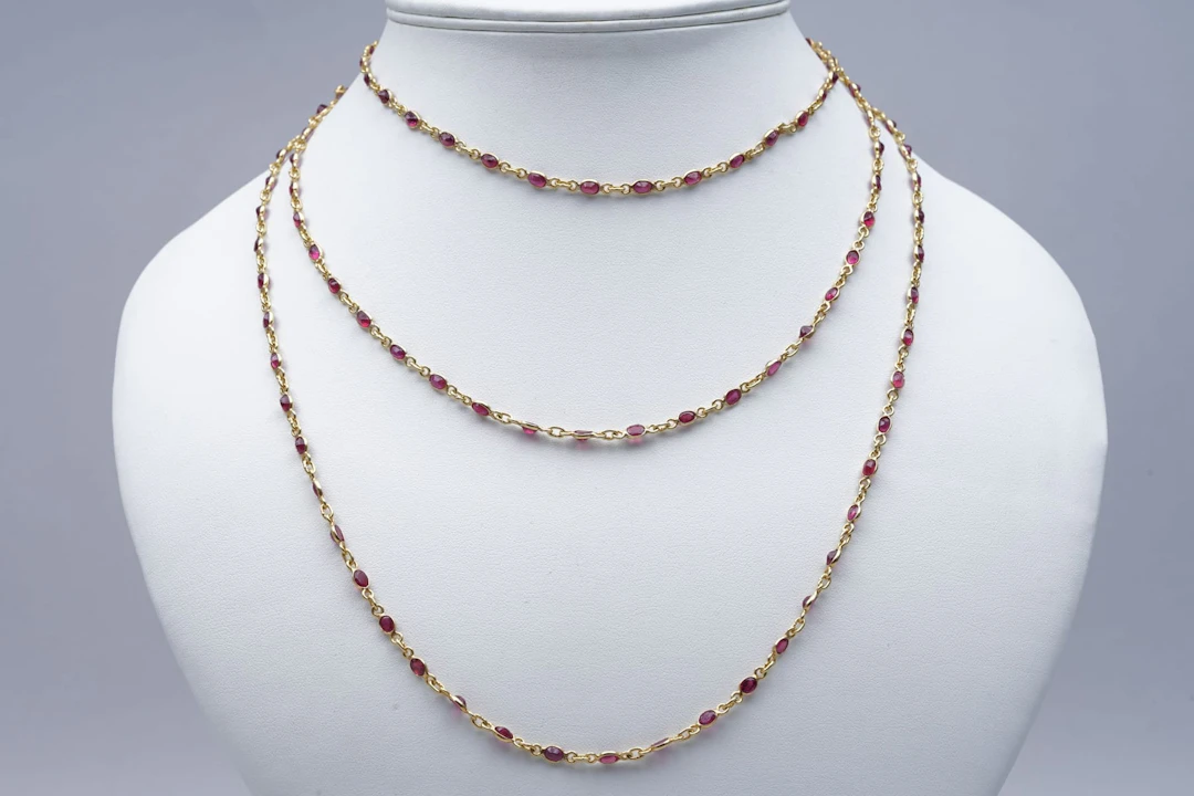 (3310) NECKLACE yellow SILVER 925 / 1000 RUBIES