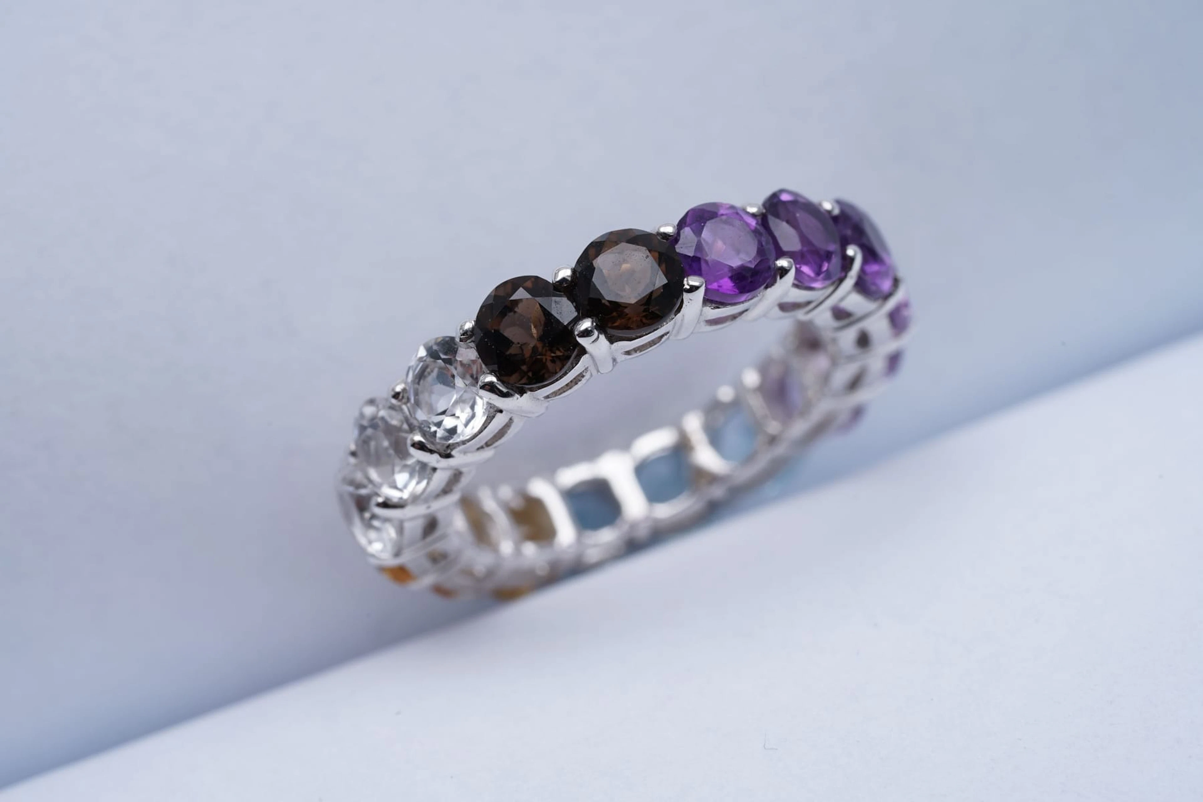 (3251) RING SILVER 925 / 1000 multicolore semi precious STONES