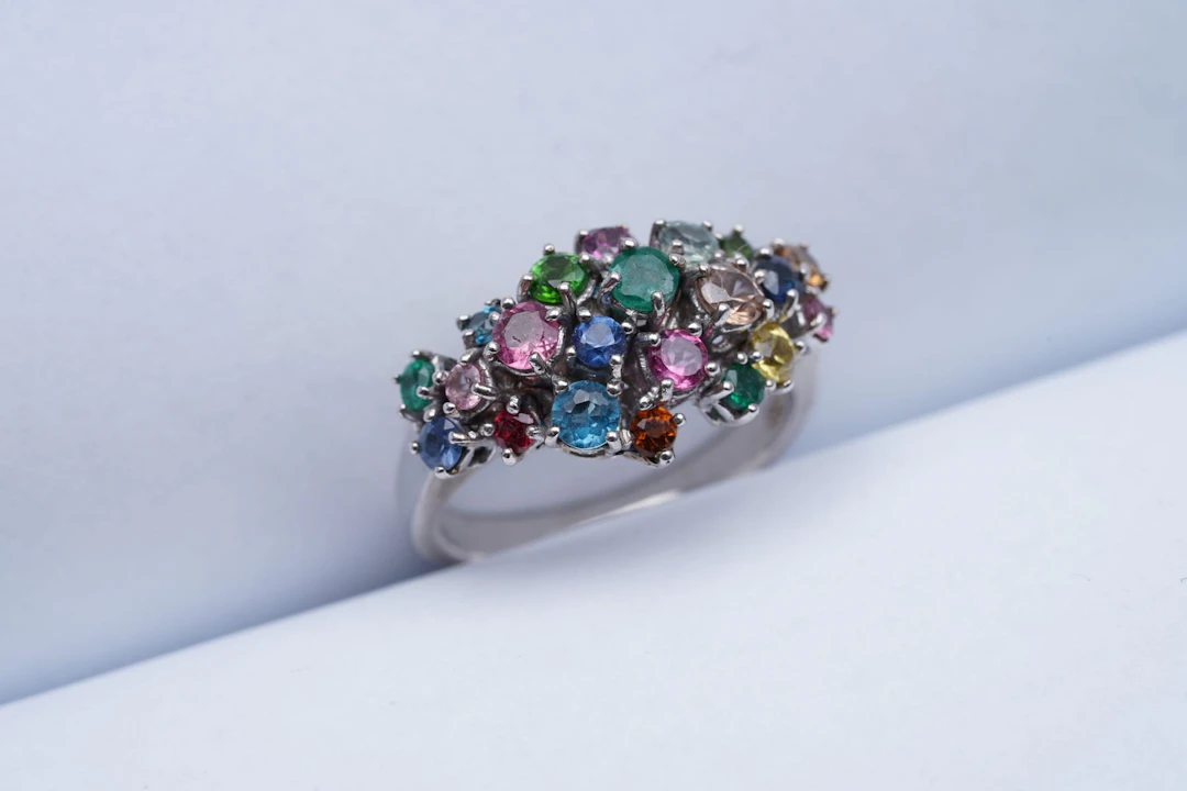(3011) RING SILVER 925 / 1000 AMETHYSTES semi precious STONES