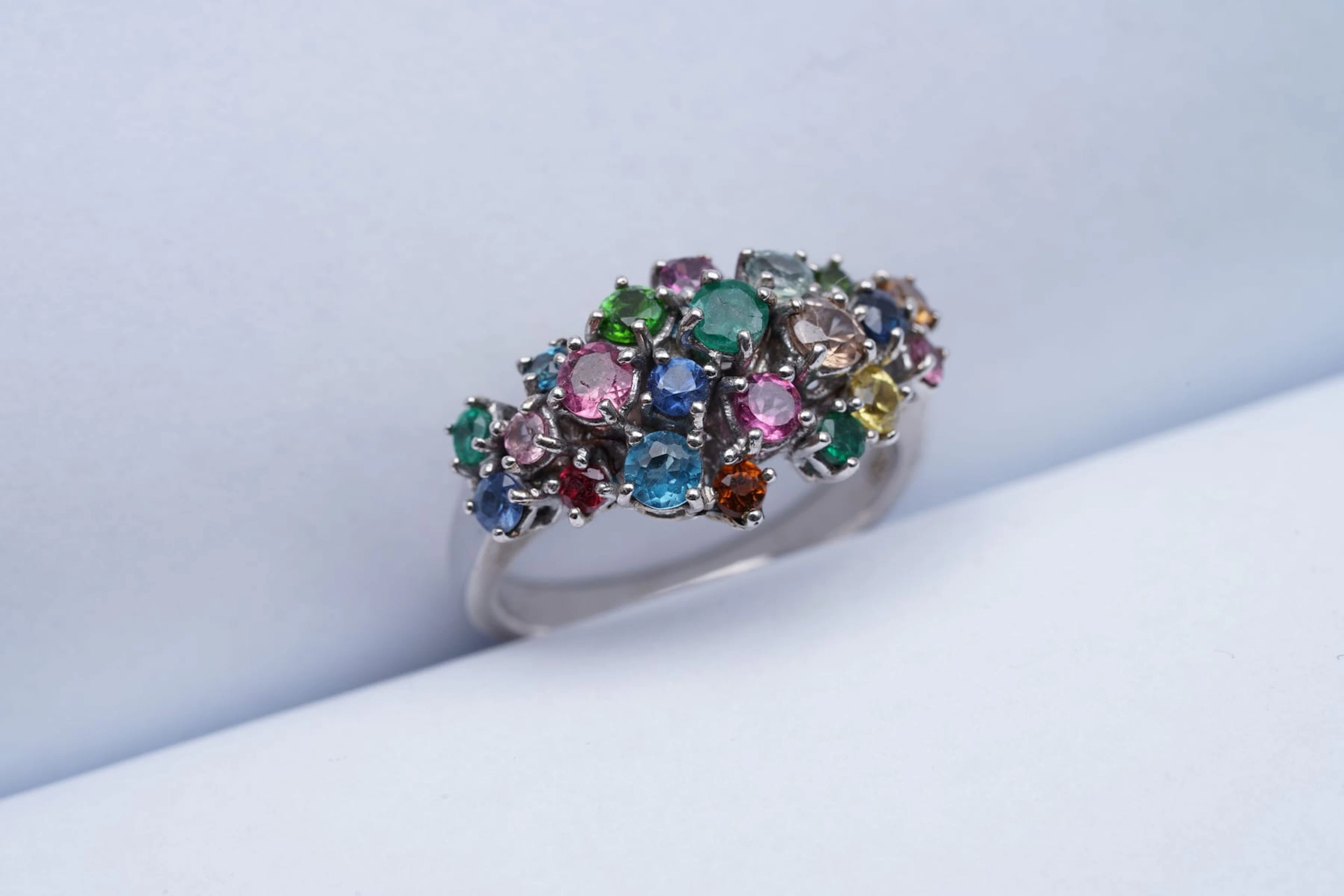 (3011) RING SILVER 925 / 1000 AMETHYSTES semi precious STONES