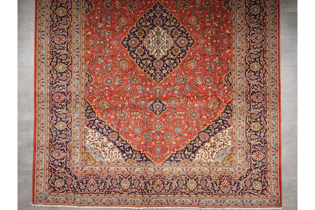 Käsinsolmittu matto, 392 x 293 cm, Iran, Keshan