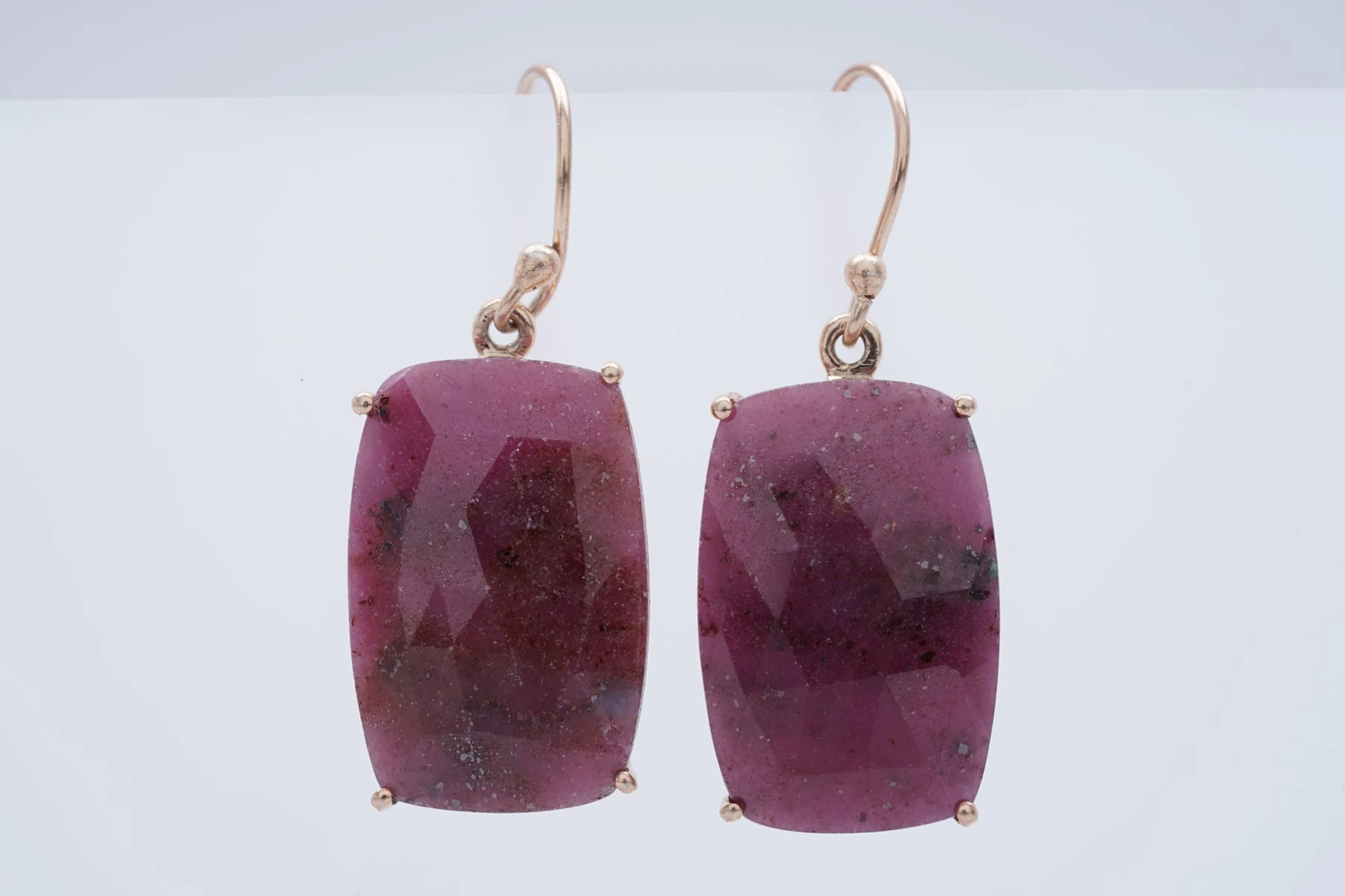 (3302) EARRINGS yellow SILVER 925 / 1000 RUBIES