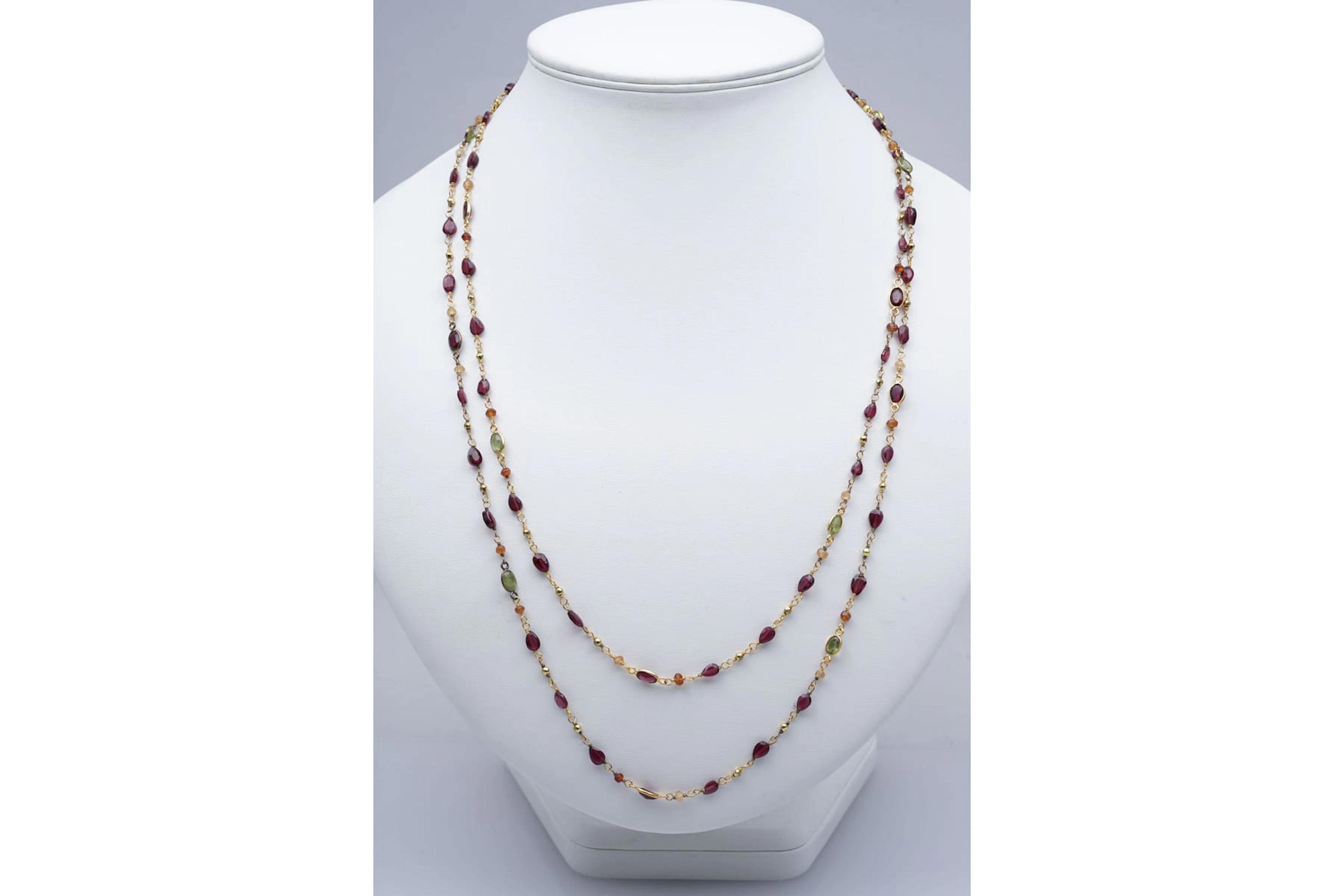 (3332) NECKLACE yellow SILVER 925 / 1000 GARNETS PERIDOTS