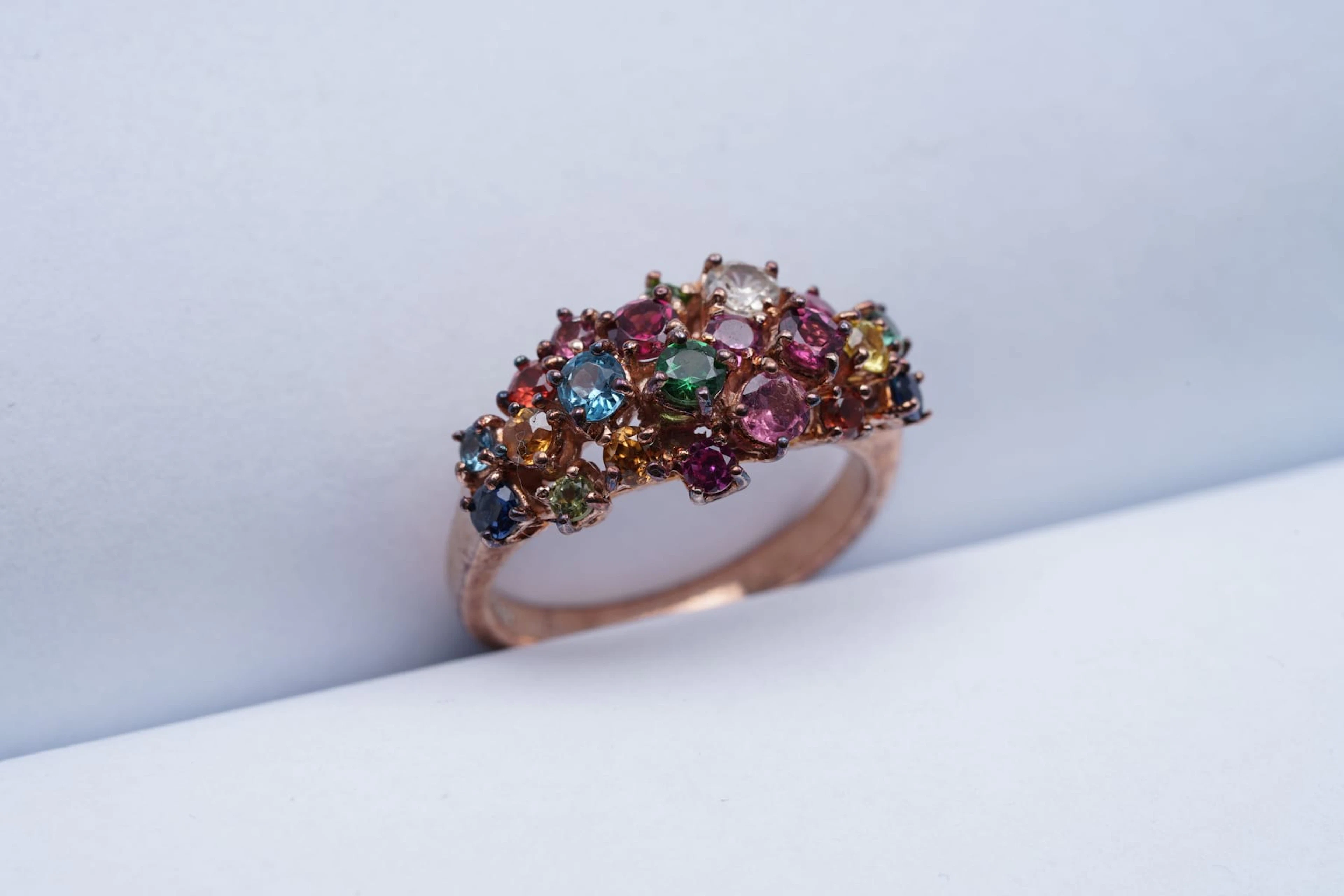 (3010) RING Pink SILVER 925 / 1000 AMETHYSTES semi precious STONES