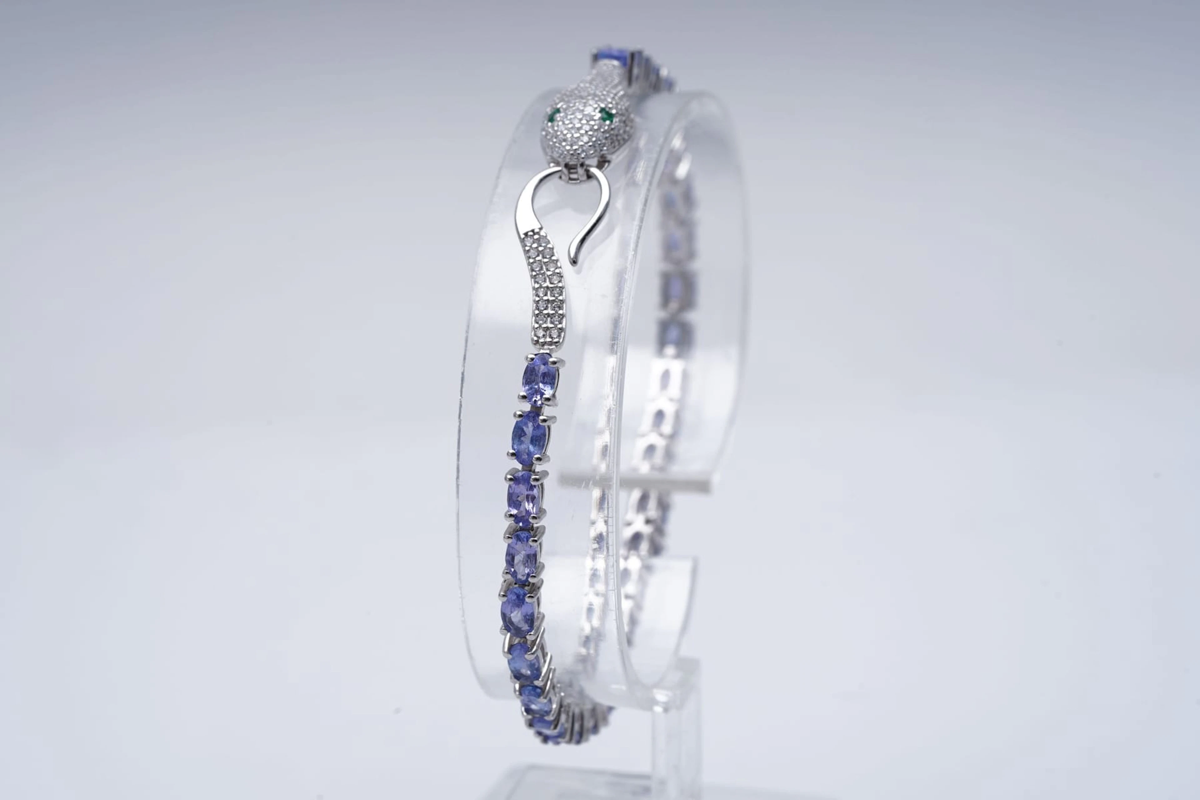 (3397) BRACELET " snake " SILVER 925 / 1000 TANZANITES CZ
