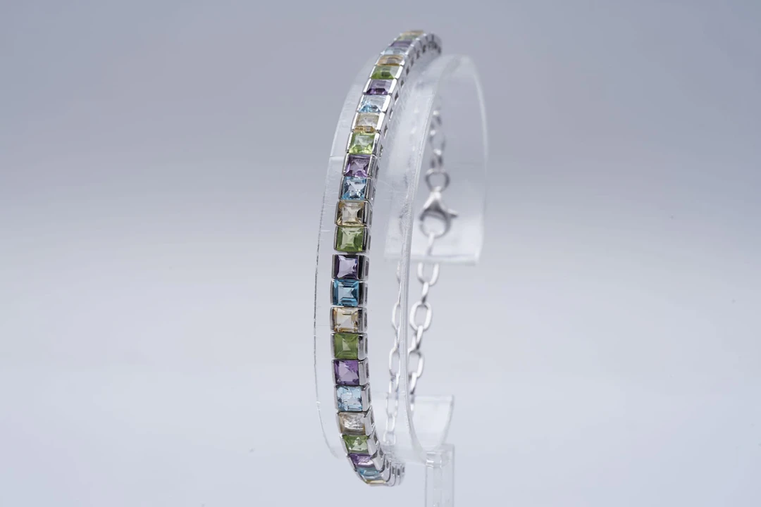 (3729) BRACELET SILVER 925 / 1000 multicolore semi PRECIOUS stones