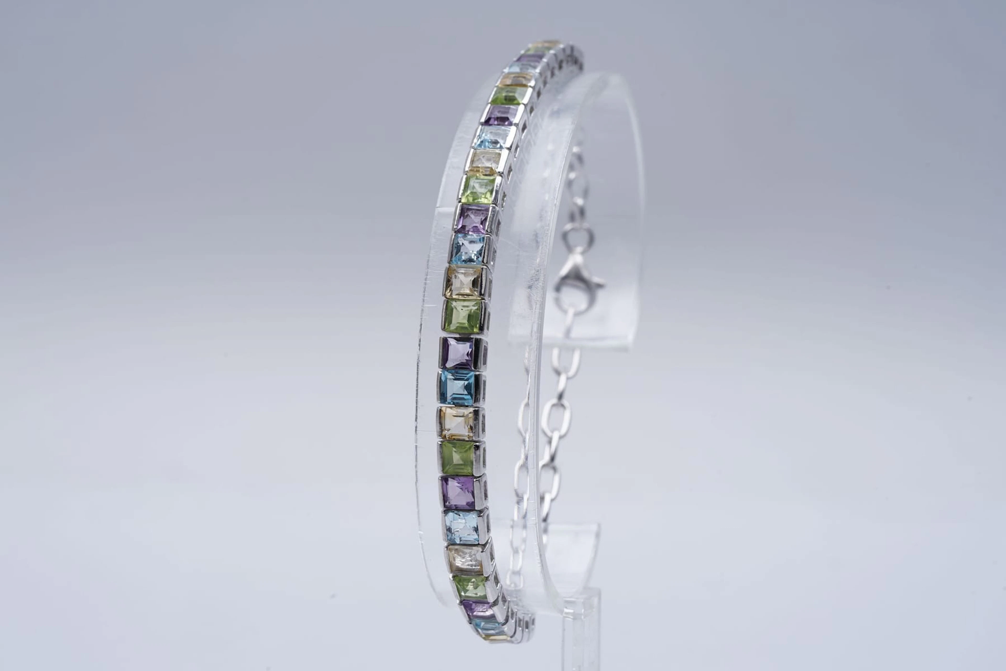 (3729) BRACELET SILVER 925 / 1000 multicolore semi PRECIOUS stones
