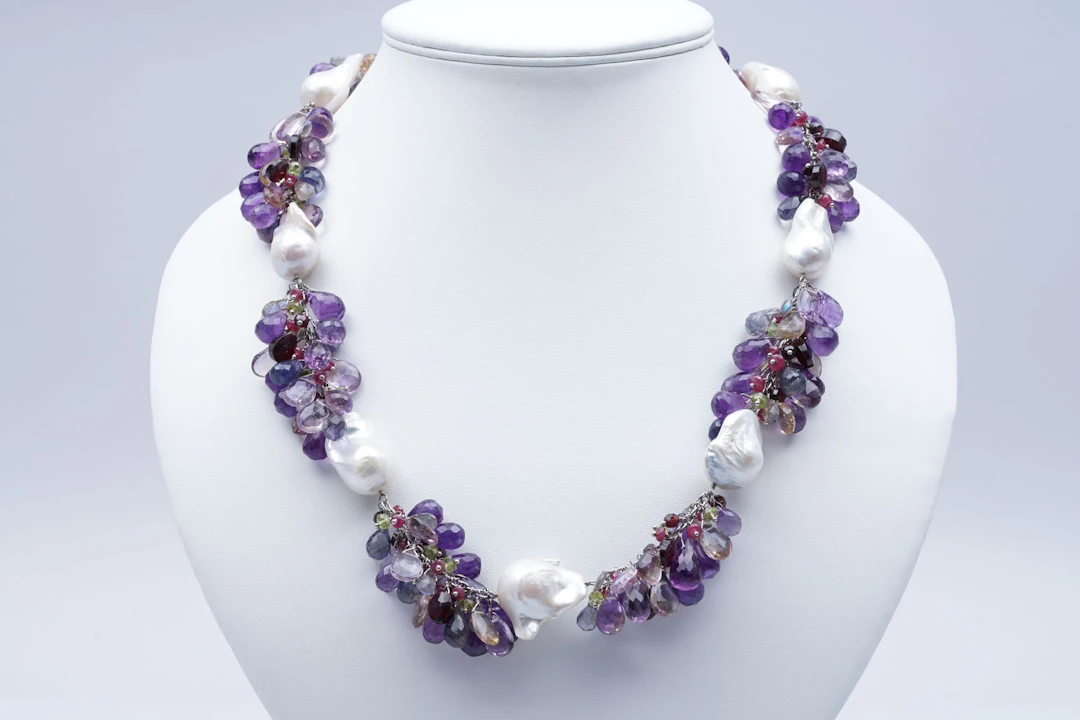 NECKLACE drops pink OPALS KAYANITES AMETHYSTES pink QUARTZ rock CRISTAL