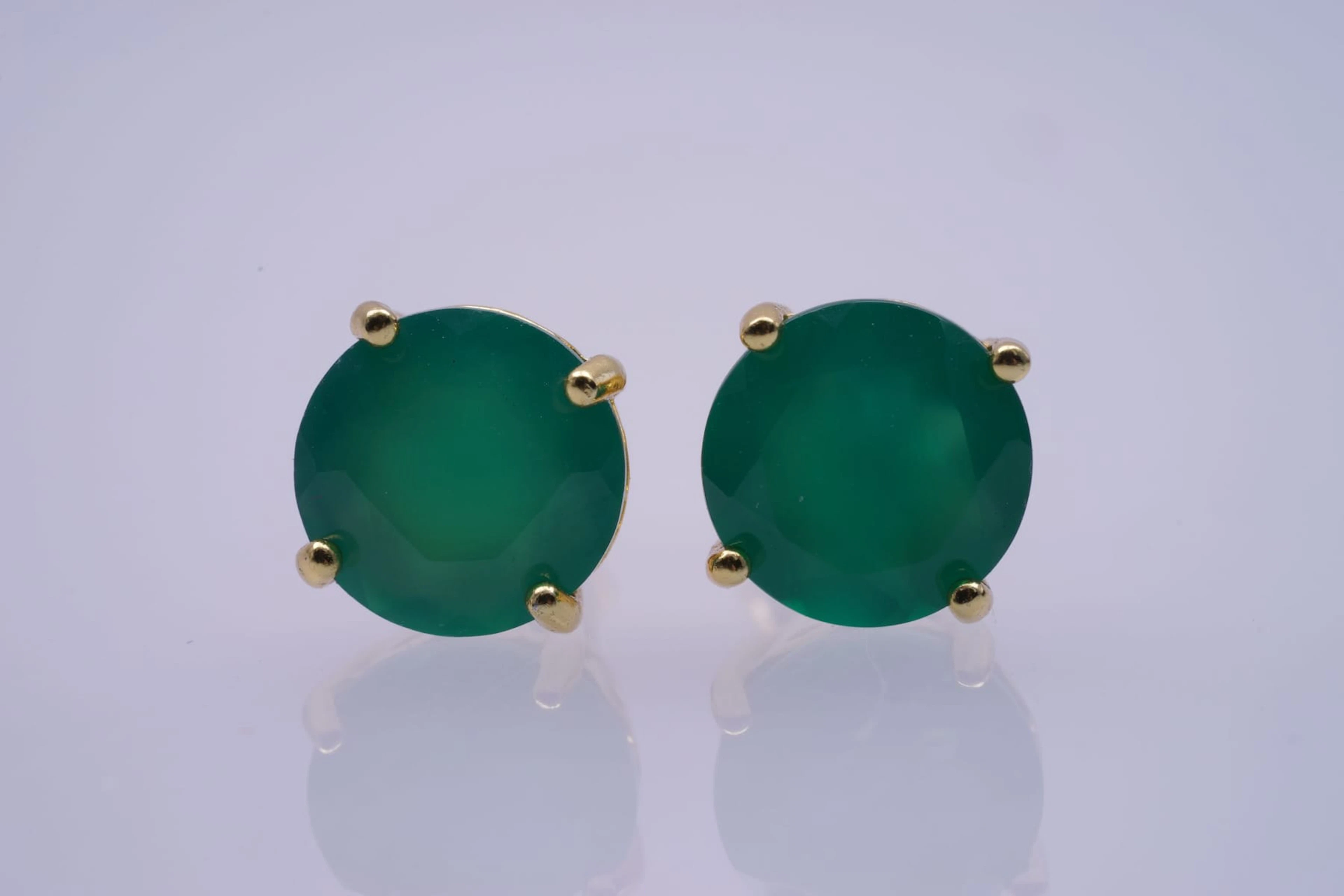 EARRINGS Yellow SILVER 925/1000 CHRYSOPRASES (2942)