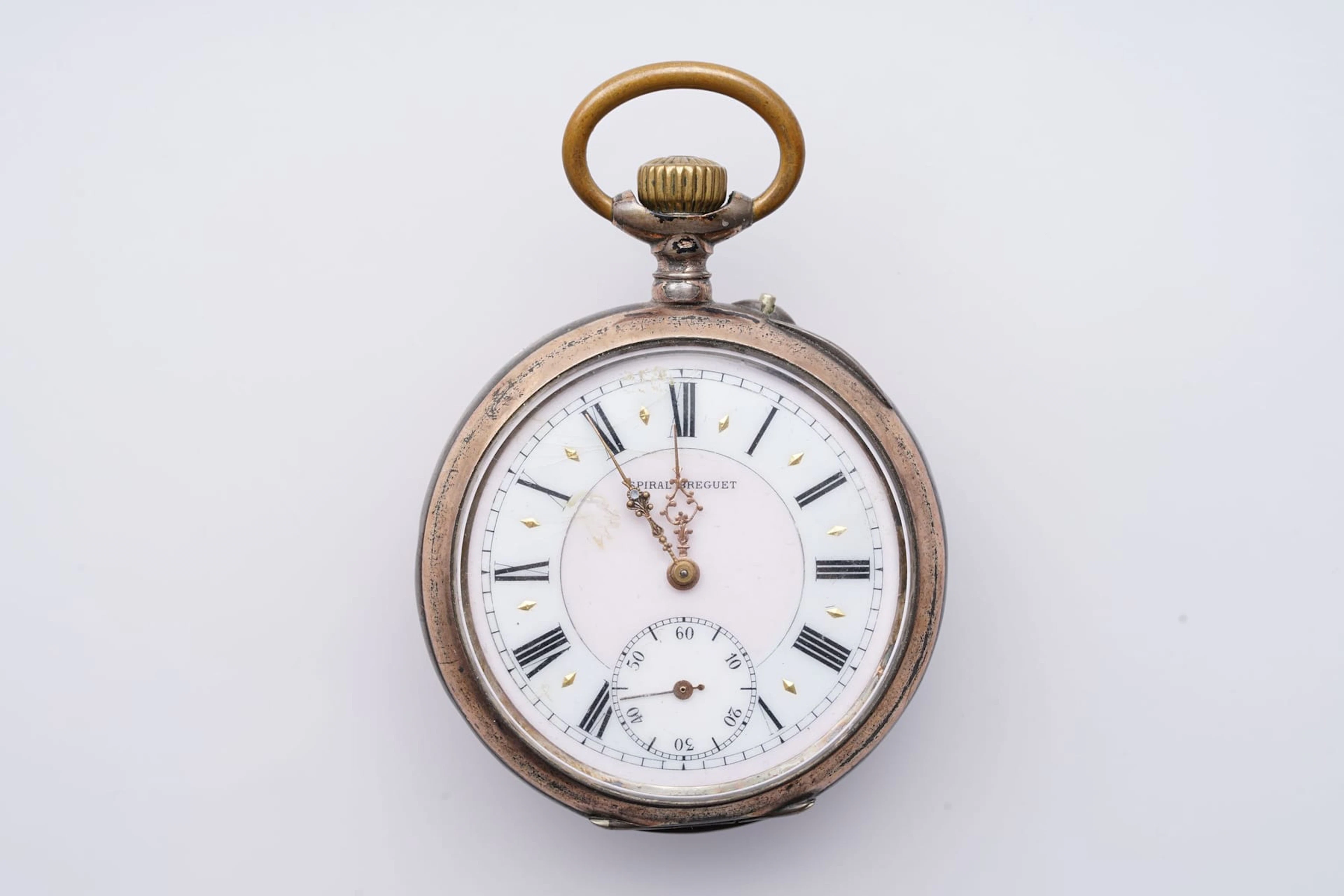 SPIRAL BREGUET, taskukello, hopeaa
