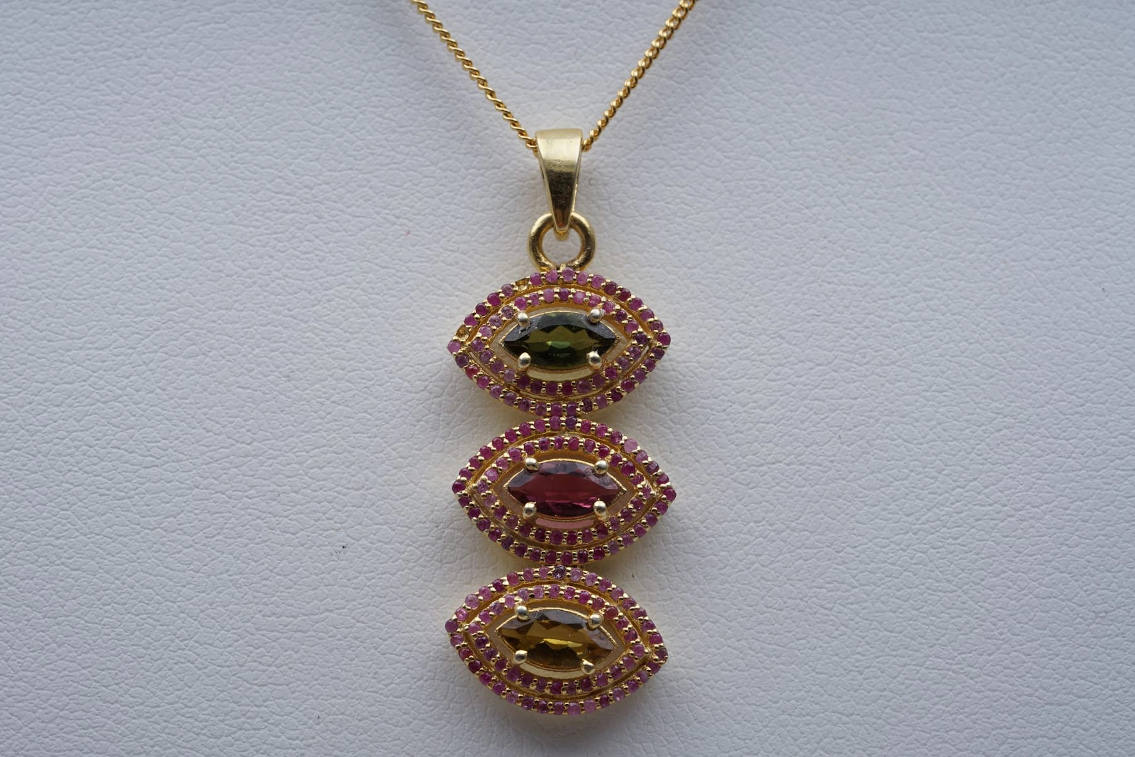 (3731) PENDANT yellow SILVER 925 / 1000 multicolore TOURMALINES marquise