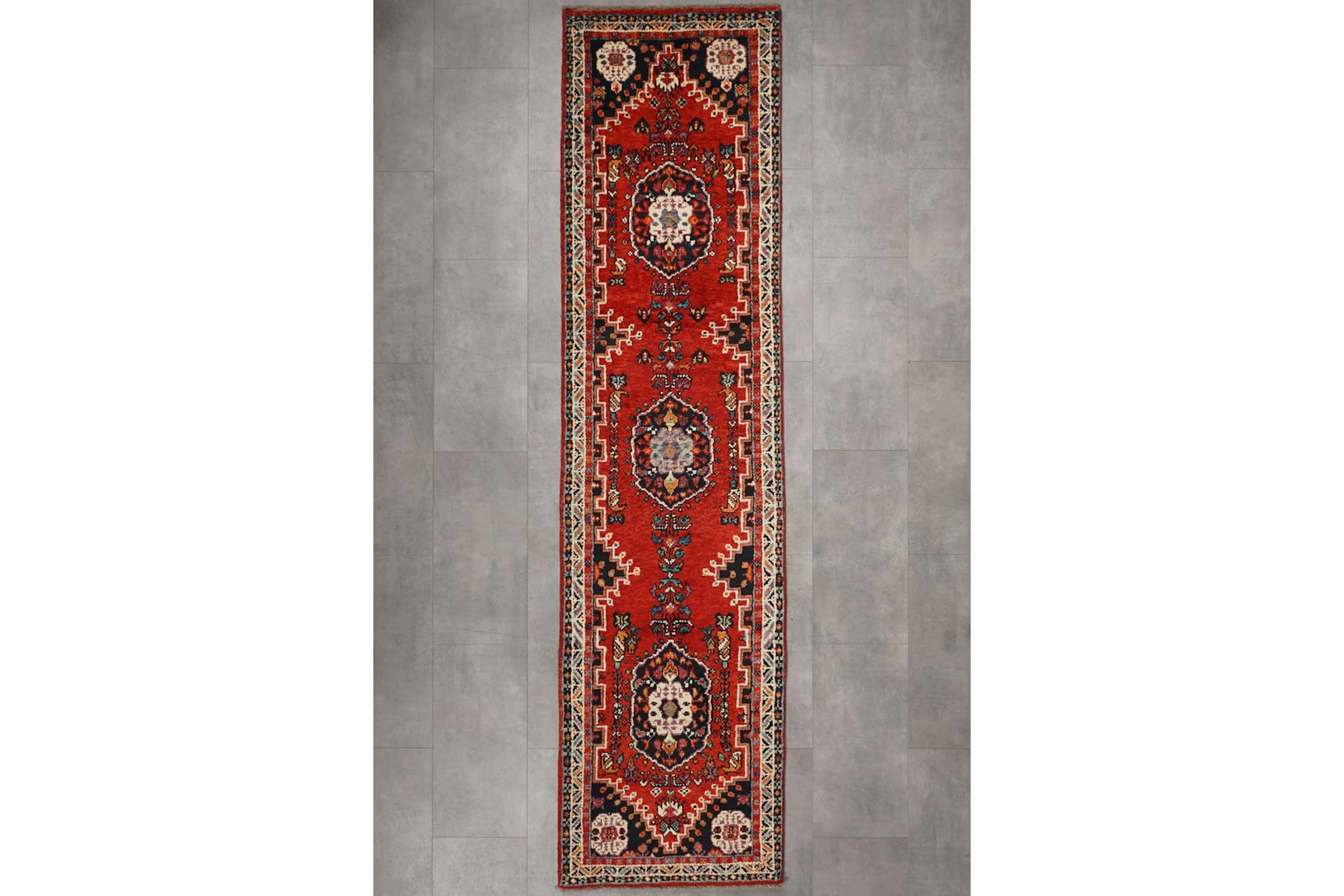 Käsinsolmittu matto, 295 x 75 cm, Sherazi