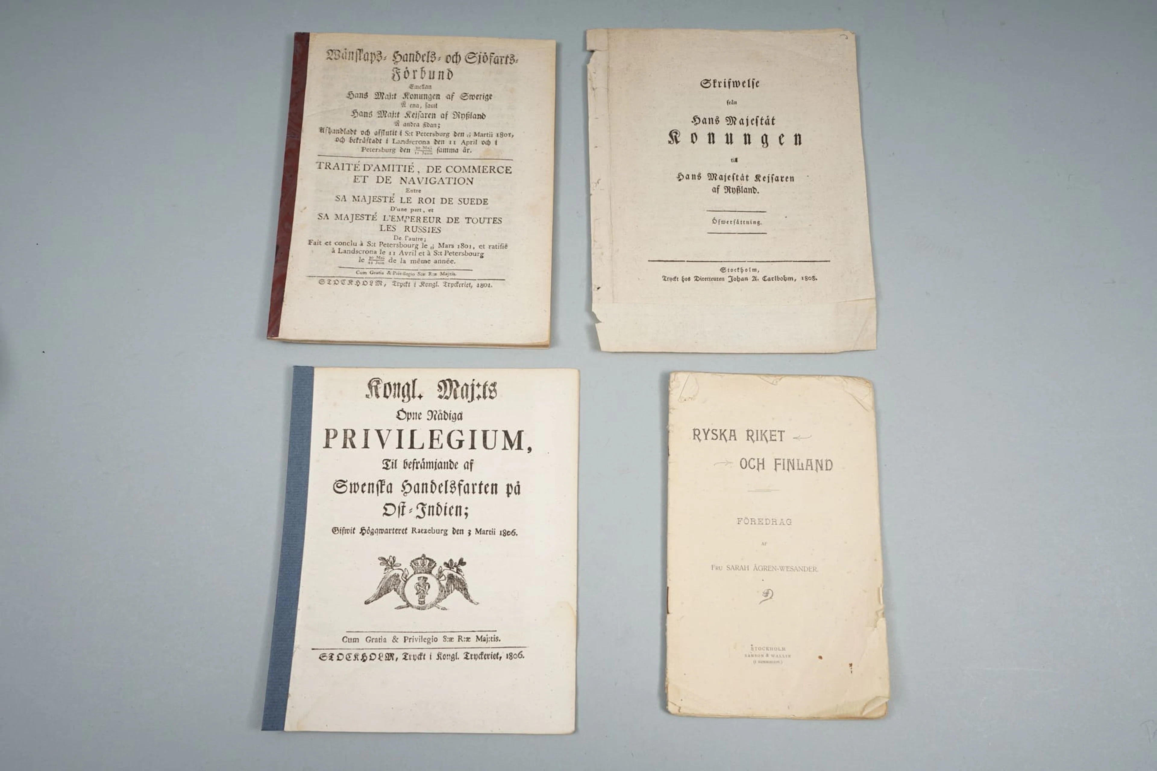 ! 3 kpl GUSTAF ADOLPH, sopimusta ja asiakirjaa 1801-1808 ja Ryska