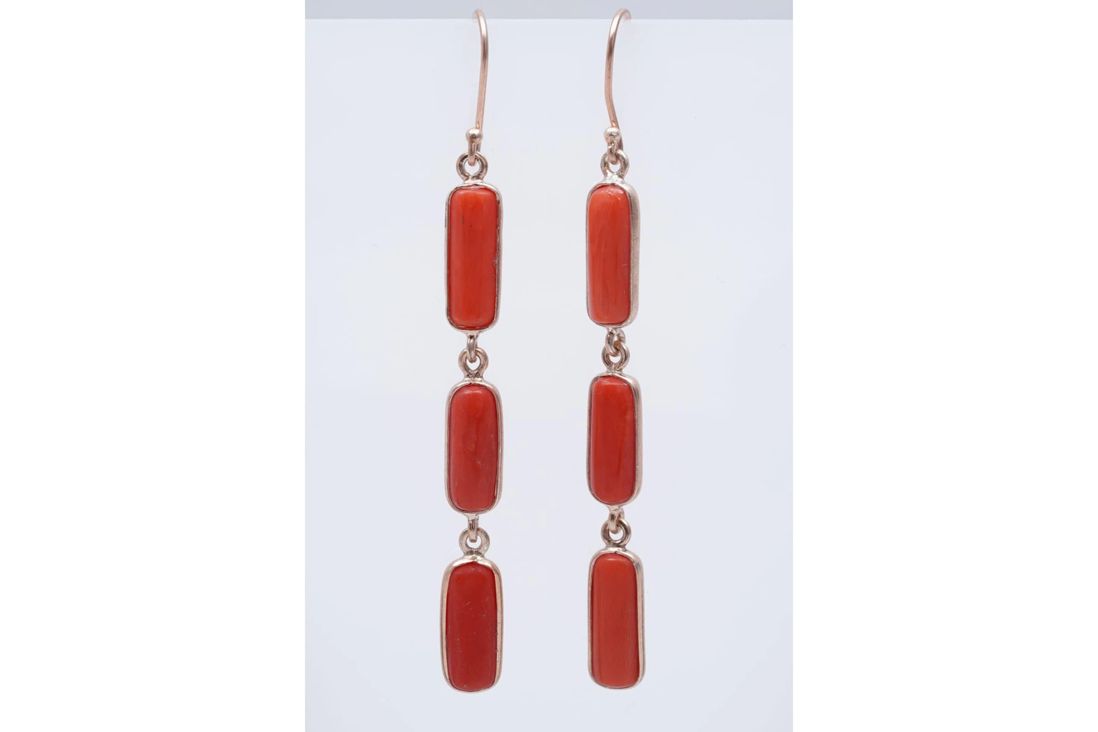 (3297) EARRINGS pink SILVER 925 / 1000 CORALS