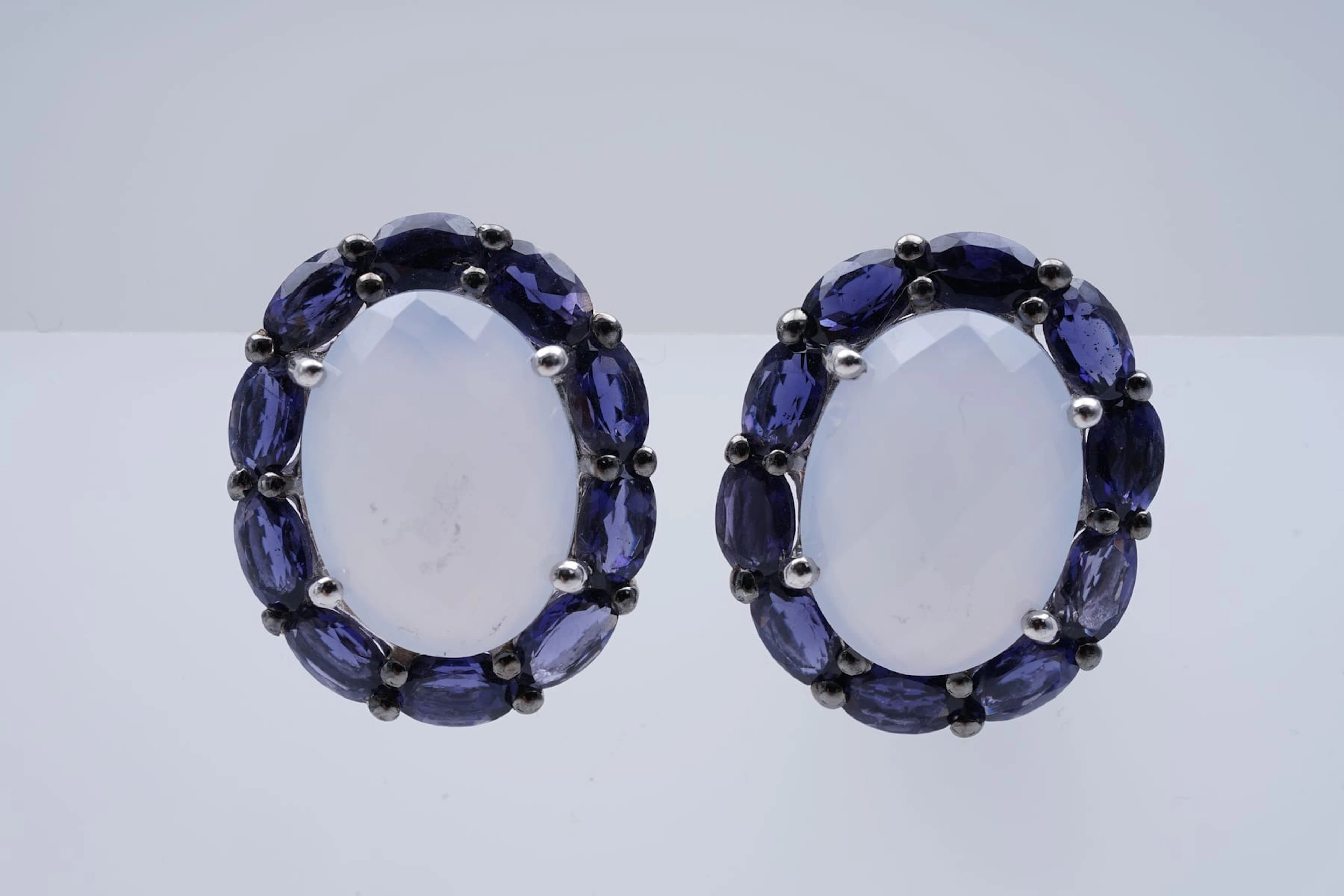 (3506) EARRINGS SILVER 925 / 1000 CALCEDONY IOLITES 9,37 1 240