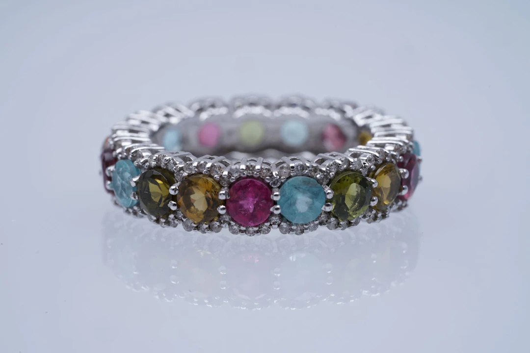 ETERNITY RING WG 375/1000, multicolore TOURMALINES (3,15), DIAMONDS
