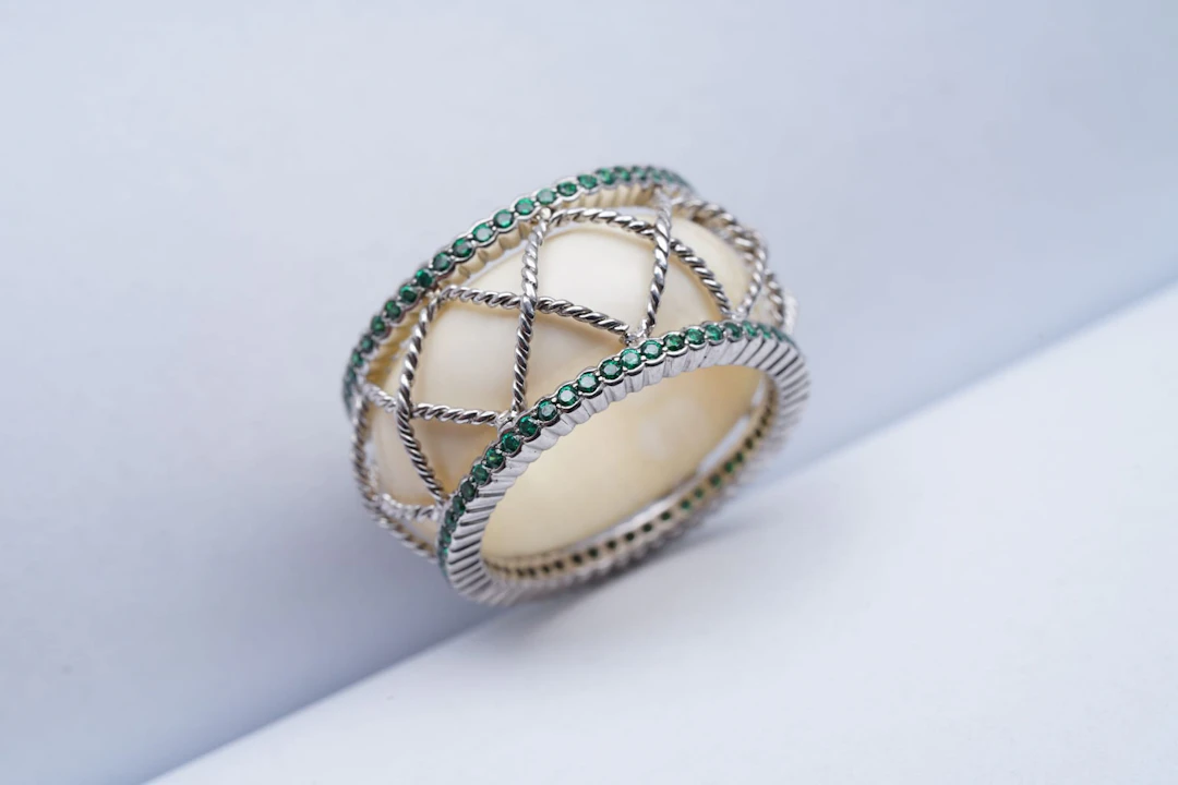 (3273) RING SILVER 925 / 1000 white STONE chrome TOURMALINES