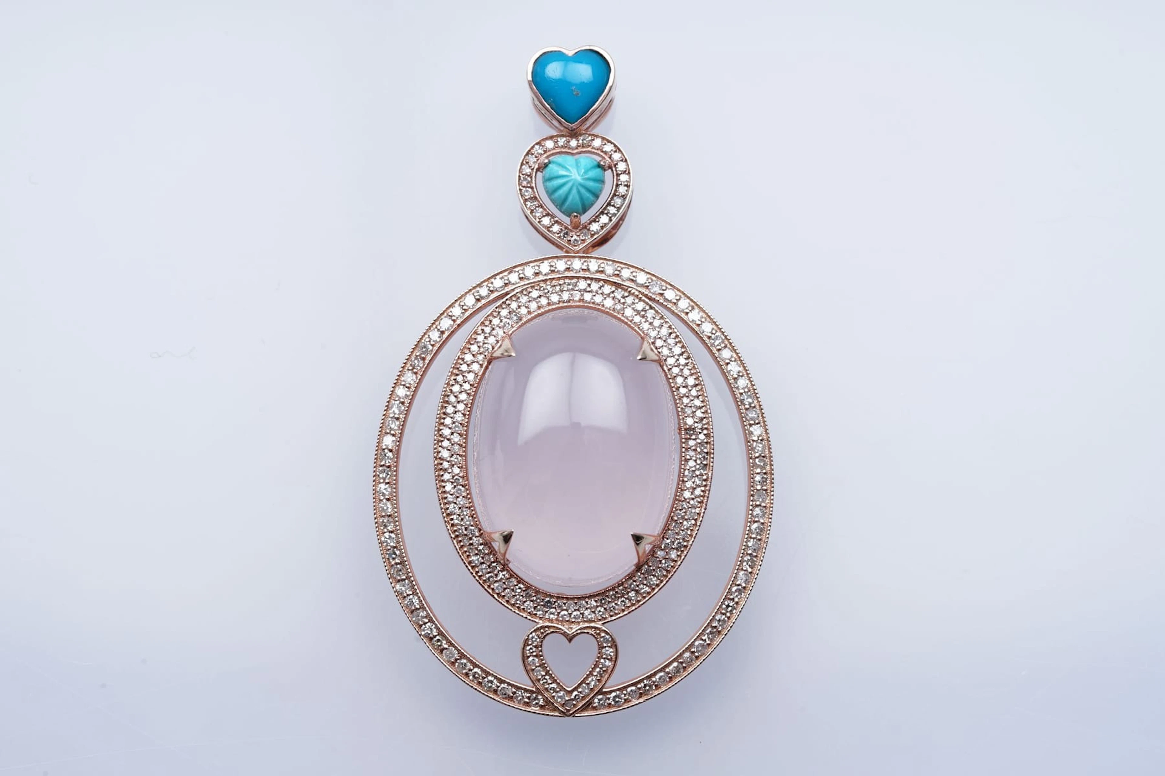 Riipus kultaa 375/1000 ROSE QUARTZ (18) TQ(1) DIAMONDS (0.5), nro 14837