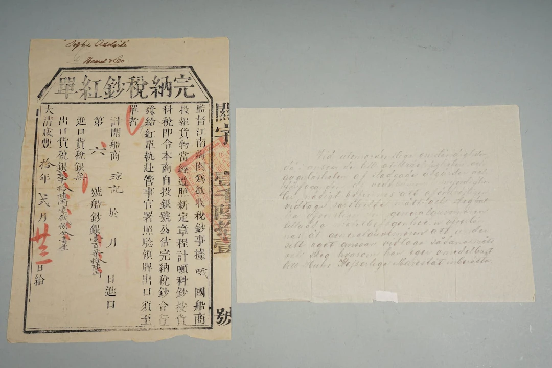 Kiinalainen asiakirja Qing-dynastia (1644-1911), ruotsinkielinen käännös