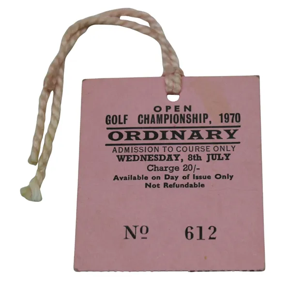 Ticket String 1970 The OPEN Championship Wednesday Ticket #612 w/Original String ...