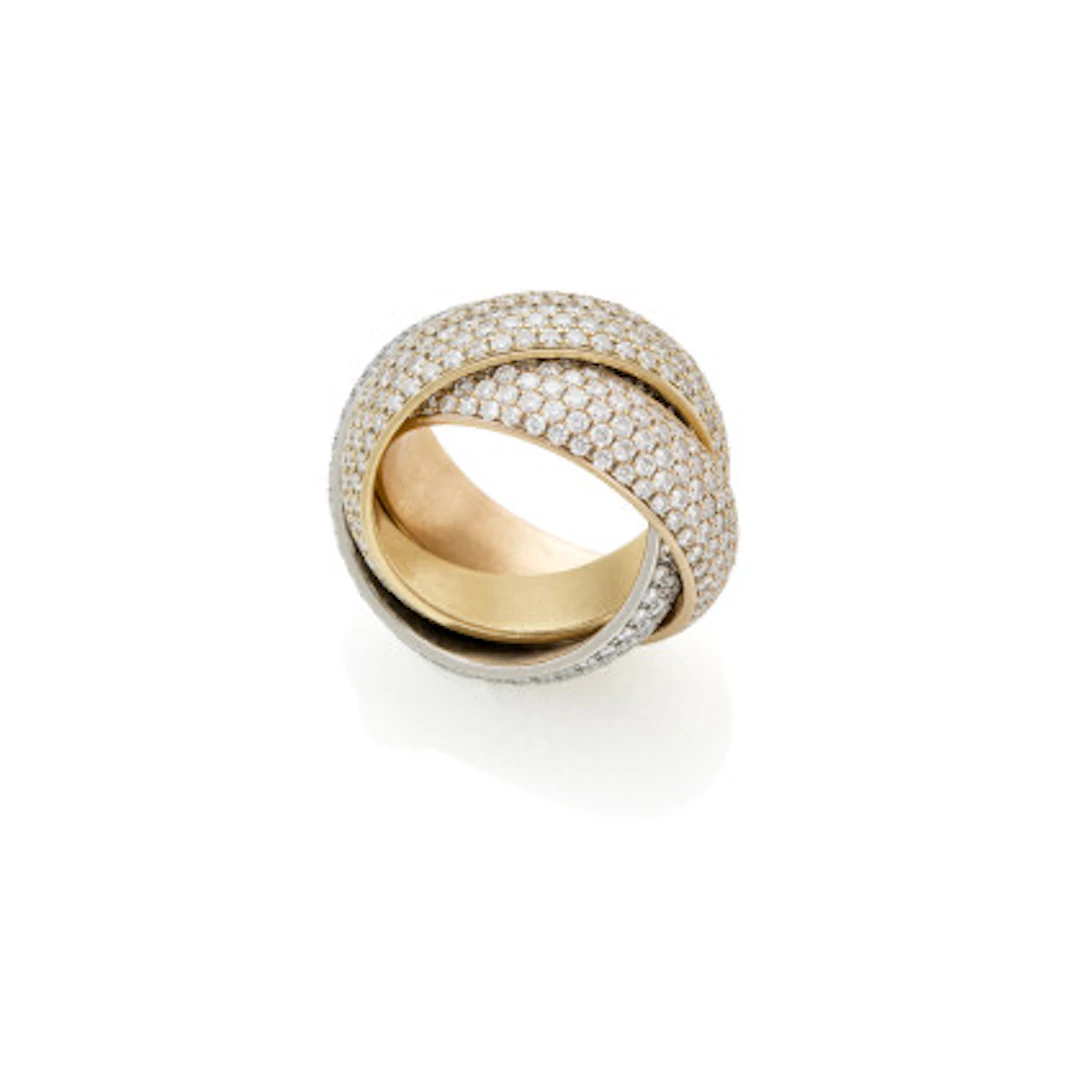 *KRAUSS Anello modello trinity in oro giallo, rosa, platino e diamanti