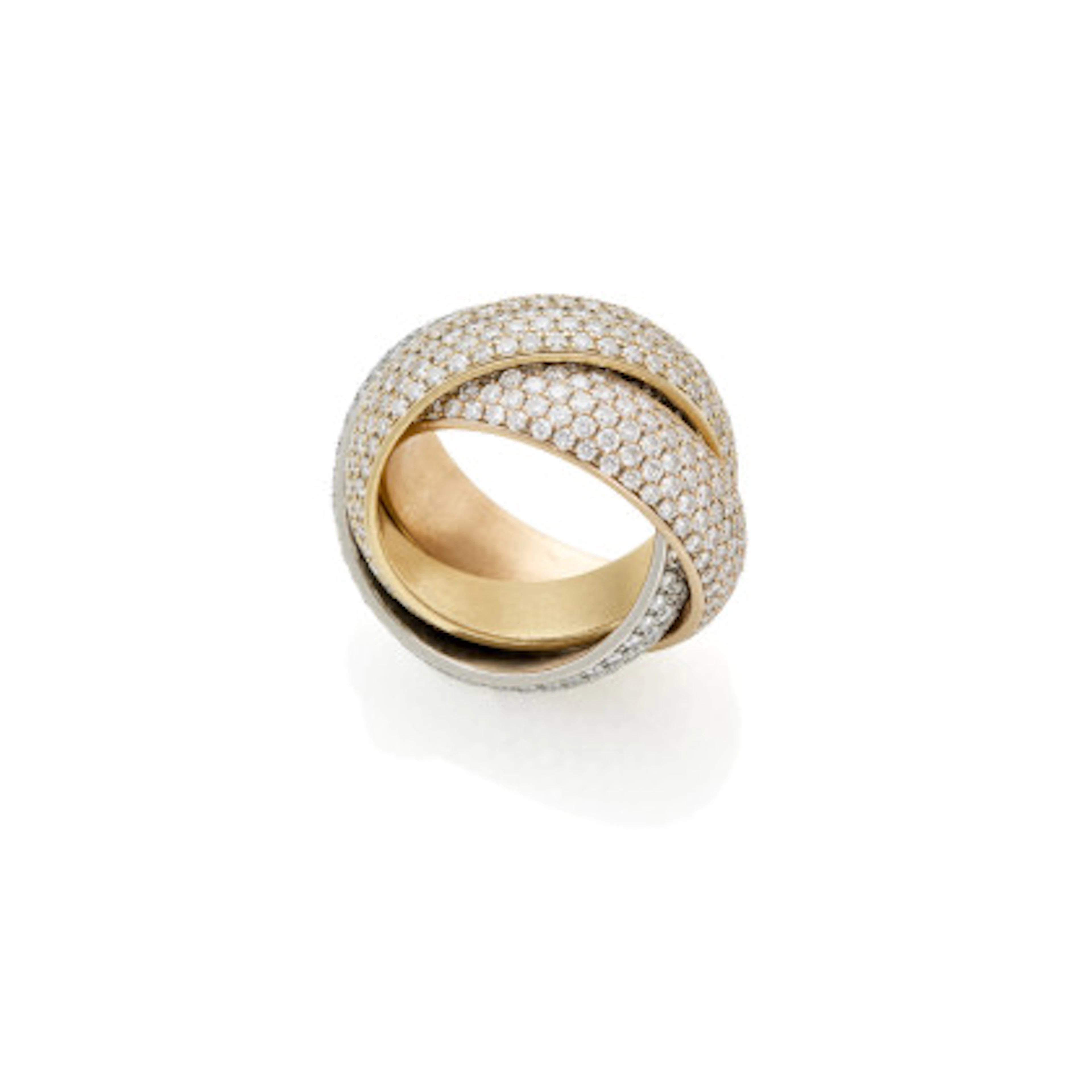 *KRAUSS Anello modello trinity in oro giallo, rosa, platino e diamanti