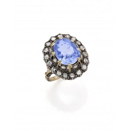 Anello Donna 25CT Zaffiro Simulato Taglio Ovale E Marchesa – Argento Argentium 935 Personalizzabile