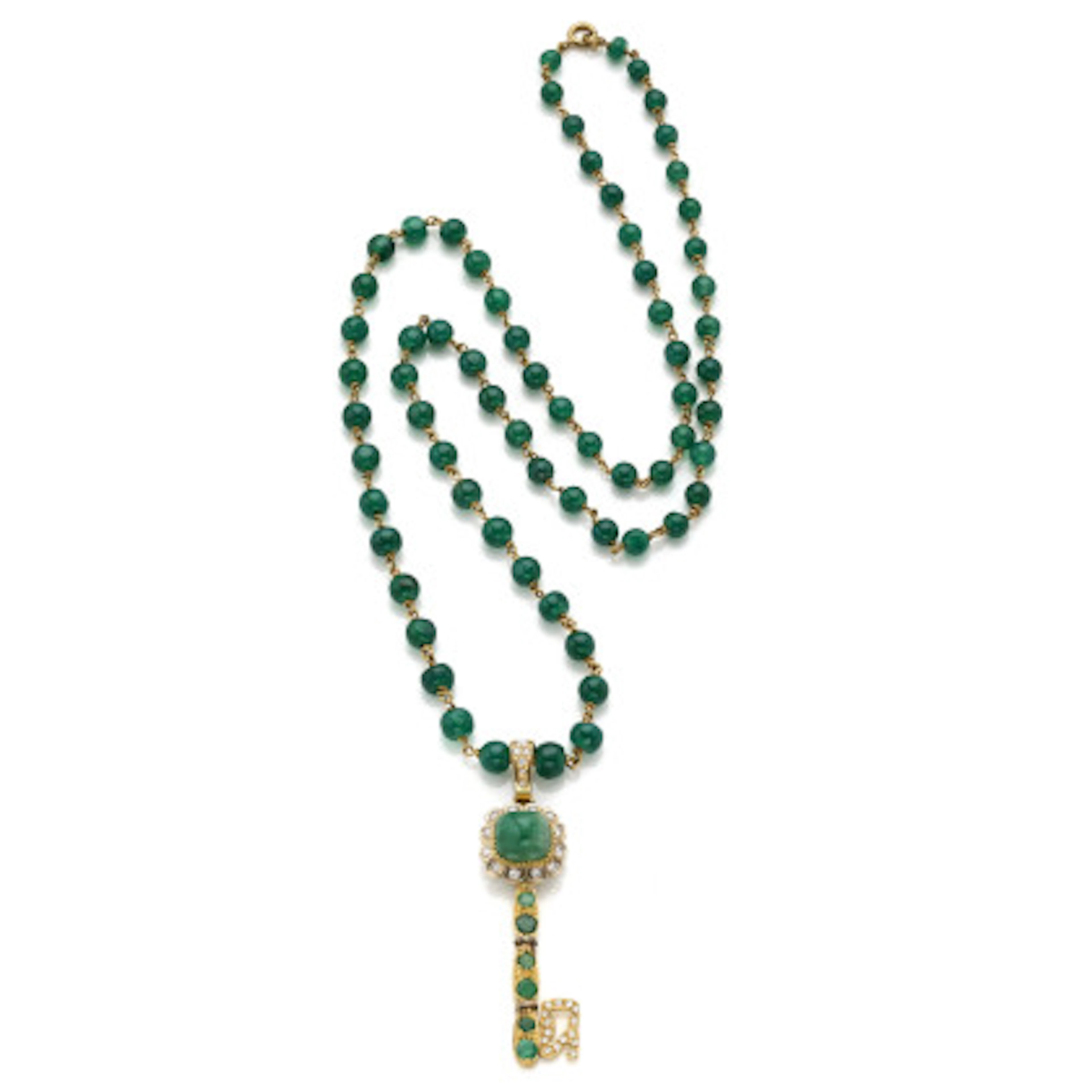* Collana in oro giallo e boule di calcedonio a scalare da mm 5,20