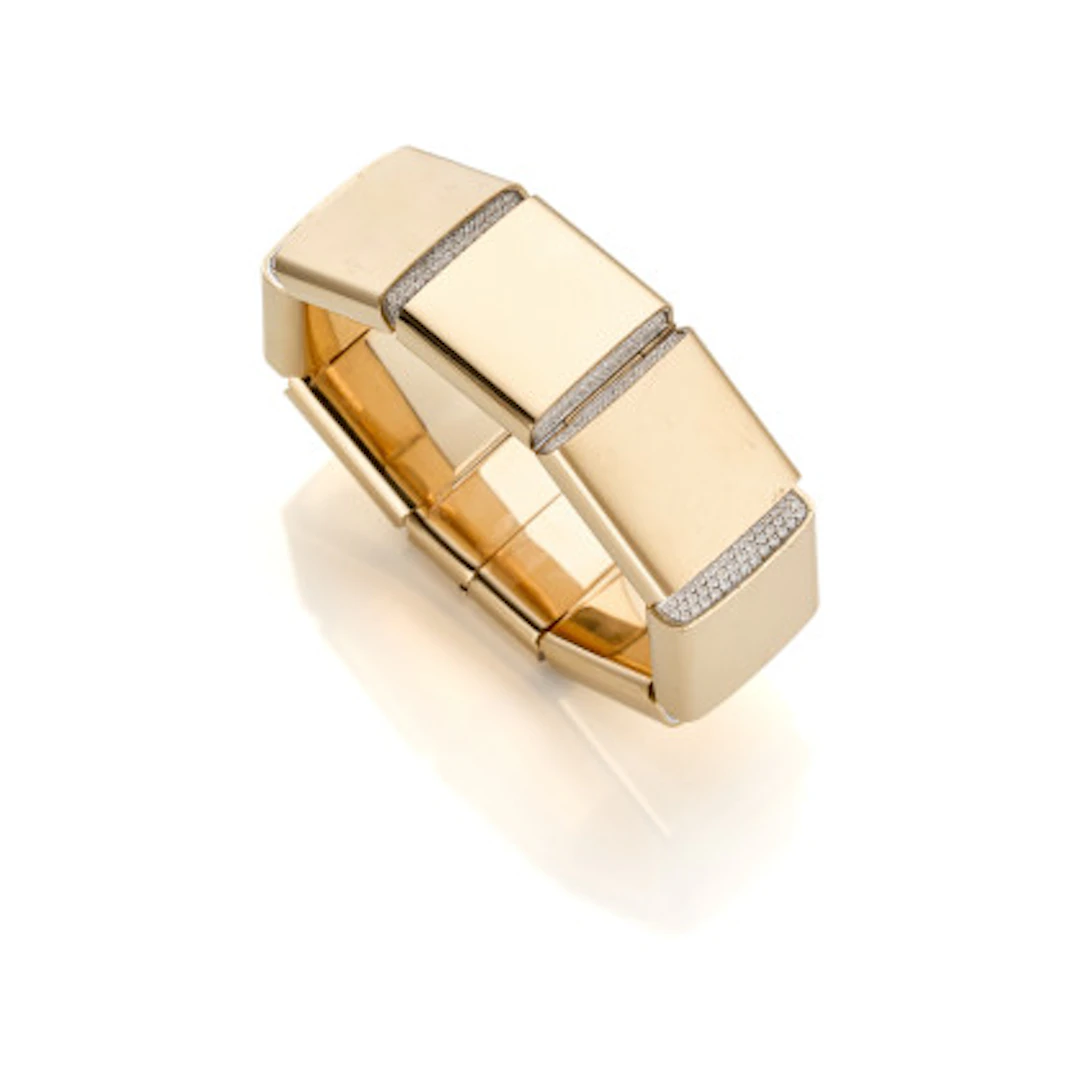 VHERNIER Bracciale articolato in oro giallo con diamanti per complessivi