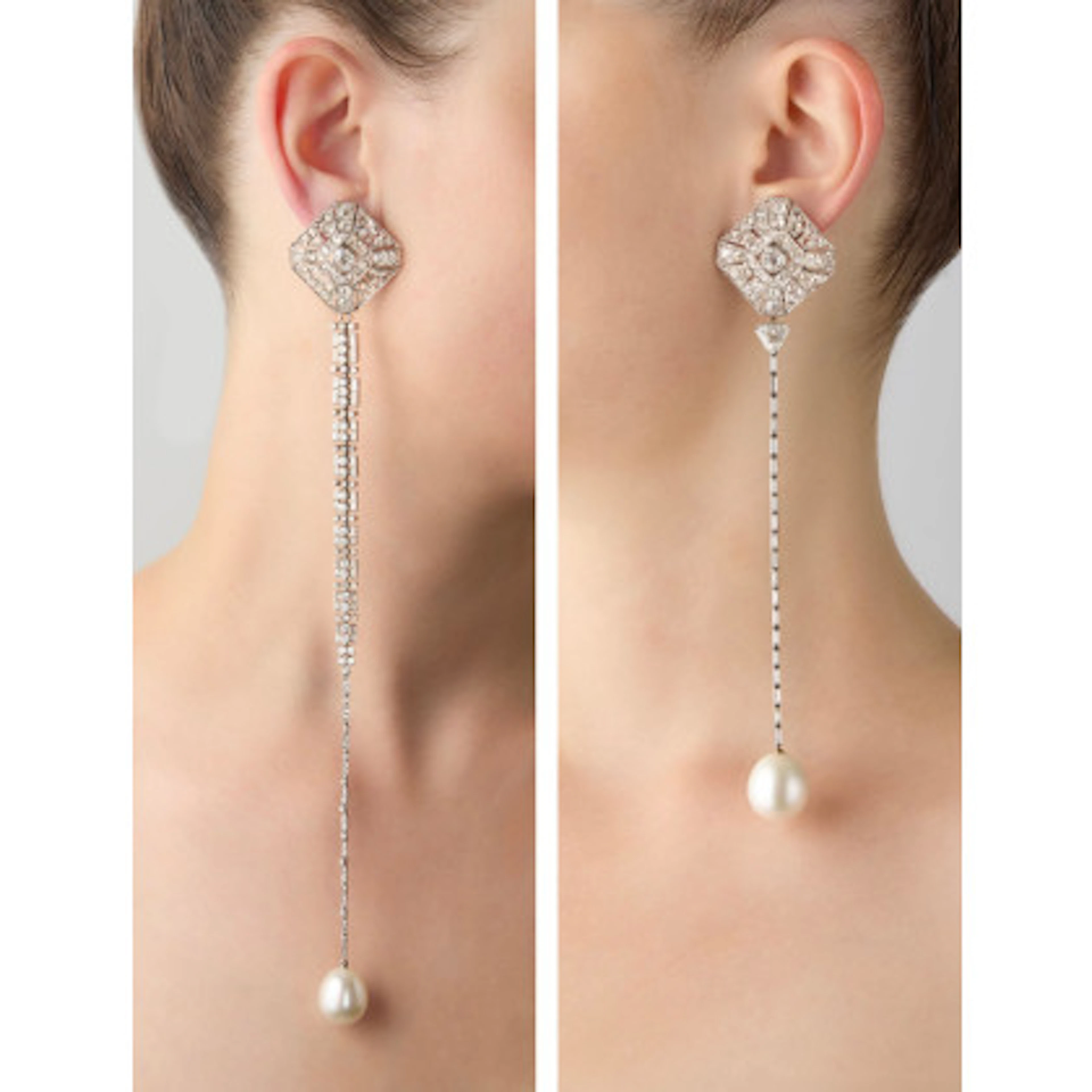 * Orecchini in platino e oro bianco con diamanti old mine e a mezza