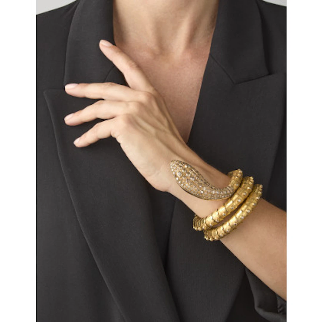 *CODOGNATO Bracciale a serpente in oro giallo con diamanti brown per