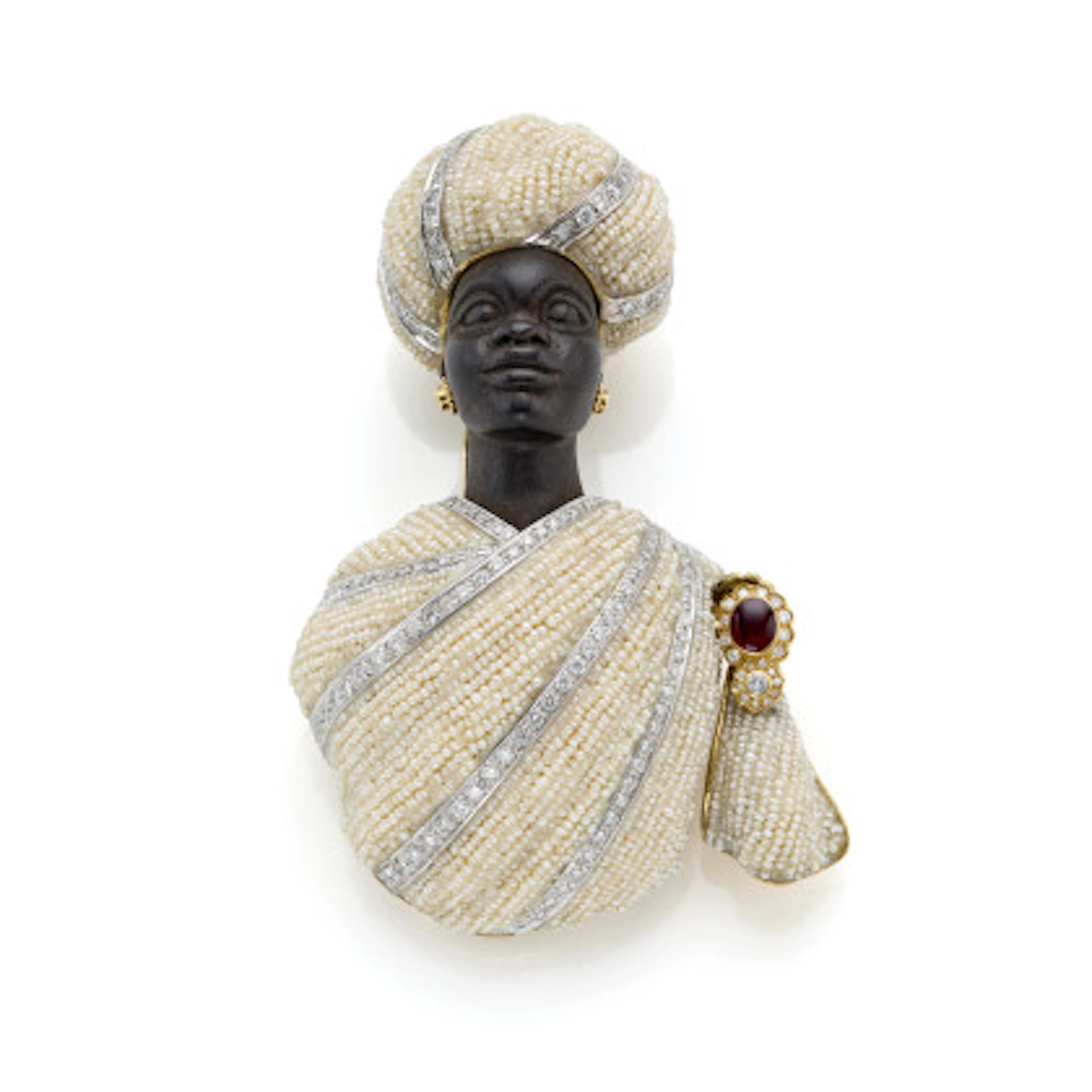 *CODOGNATO Broche a moretto in oro giallo, diamanti per complessivi